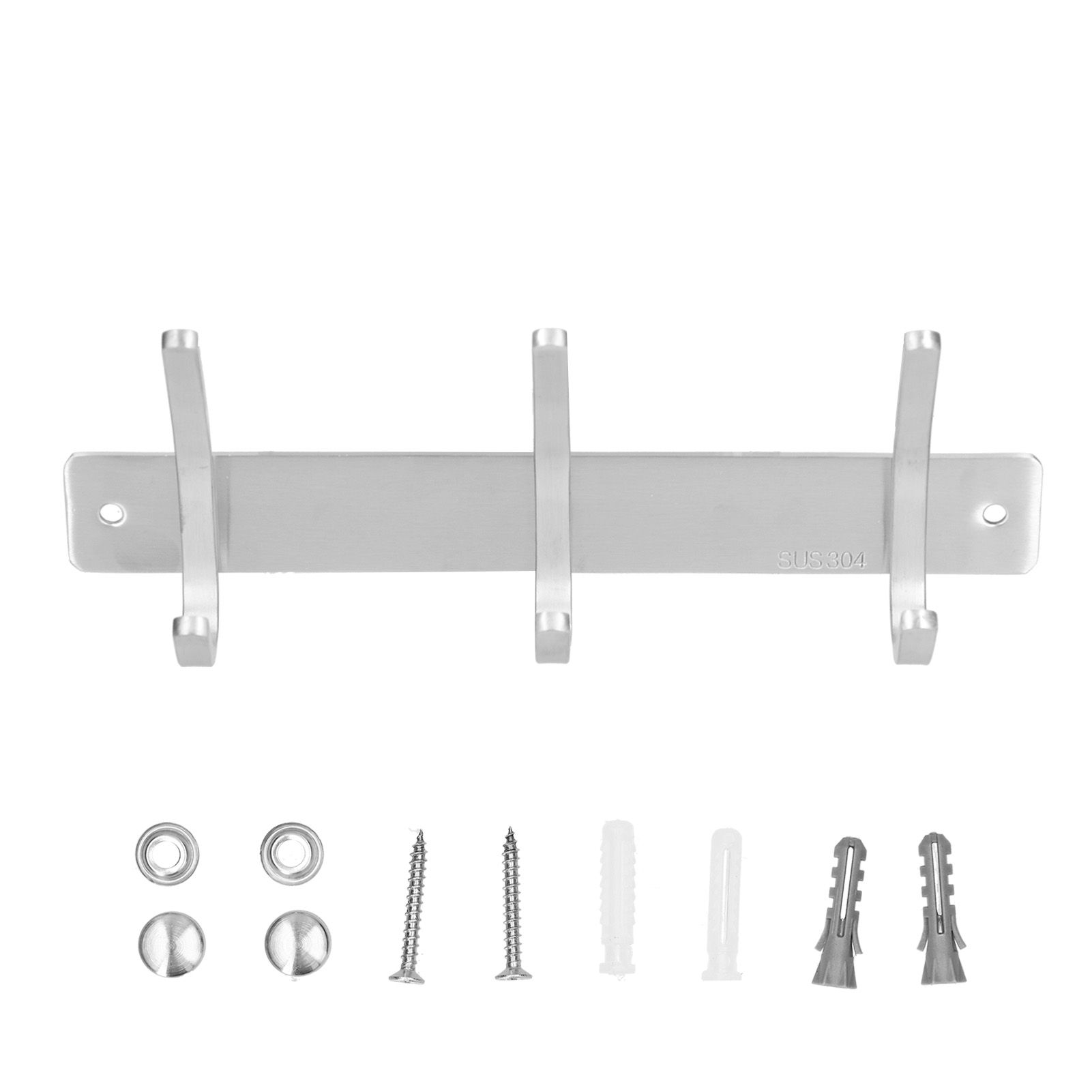 Wall Mounted Kitchen Hanger with 3 Hooks 304 Stainless Steel Punching Cloth Hook for Bathroom - Image 2
