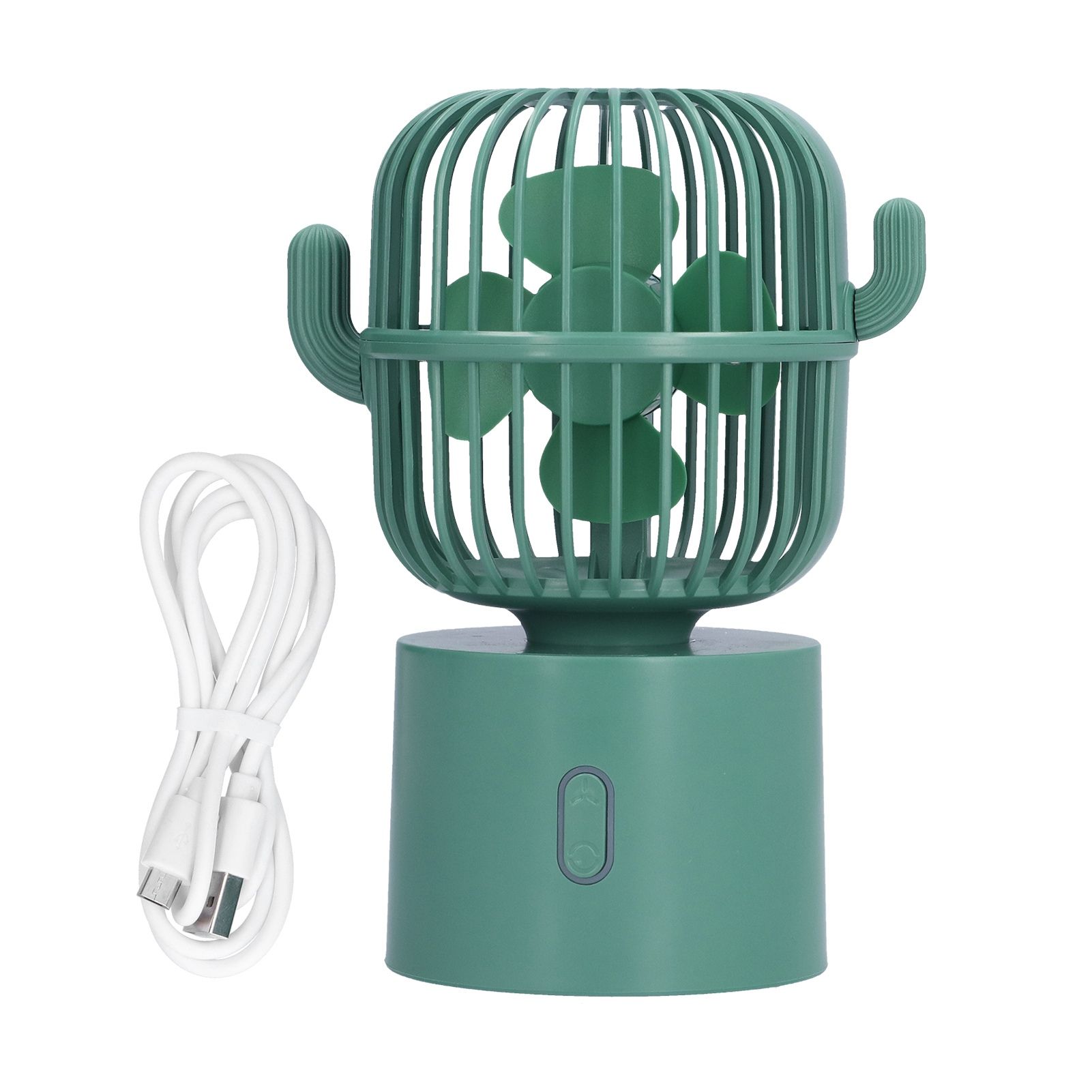 Mini Fan Cactus Shape Shaking Head Low Noise USB Charging Office Student Desktop Fan for Home Office - Image 1