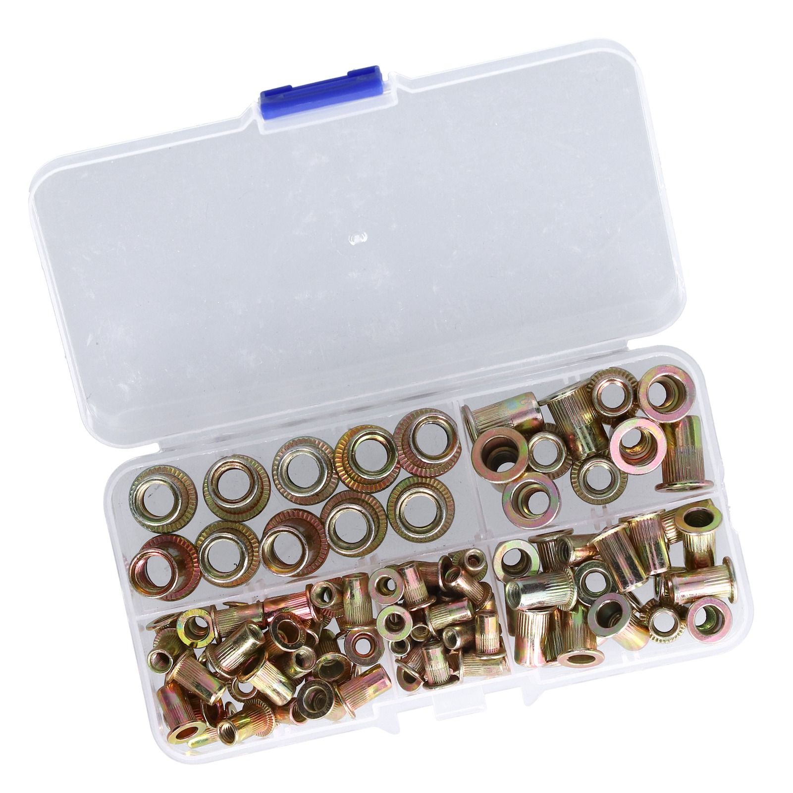 100PCS Threaded Inserts M3‑M8 Portable Galvanized Carbon Steel High Strength Rivet Nuts Assortment100PCS - Image 3