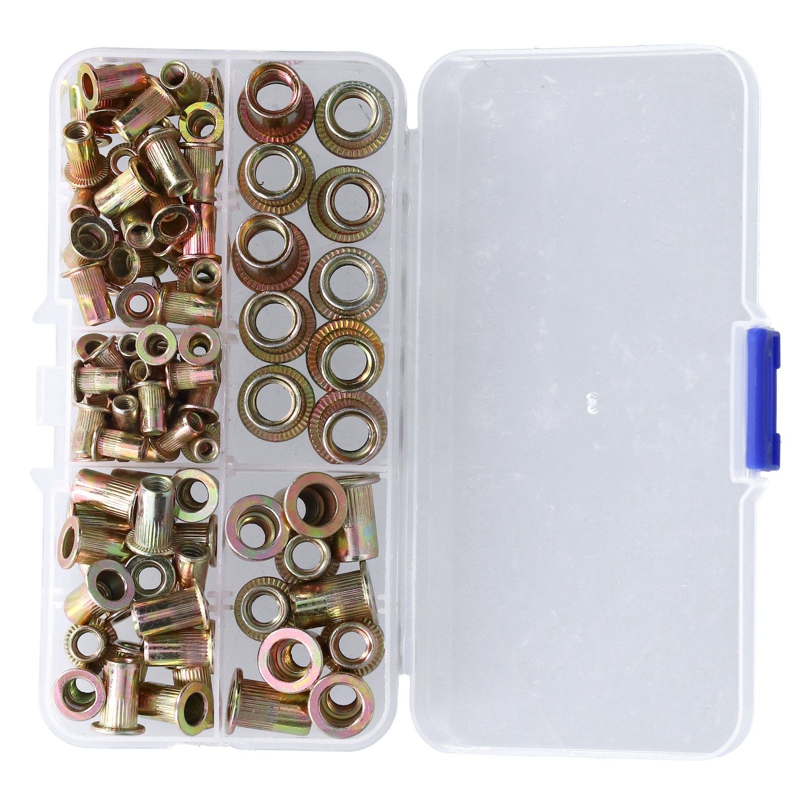 100PCS Threaded Inserts M3‑M8 Portable Galvanized Carbon Steel High Strength Rivet Nuts Assortment100PCS - Image 7
