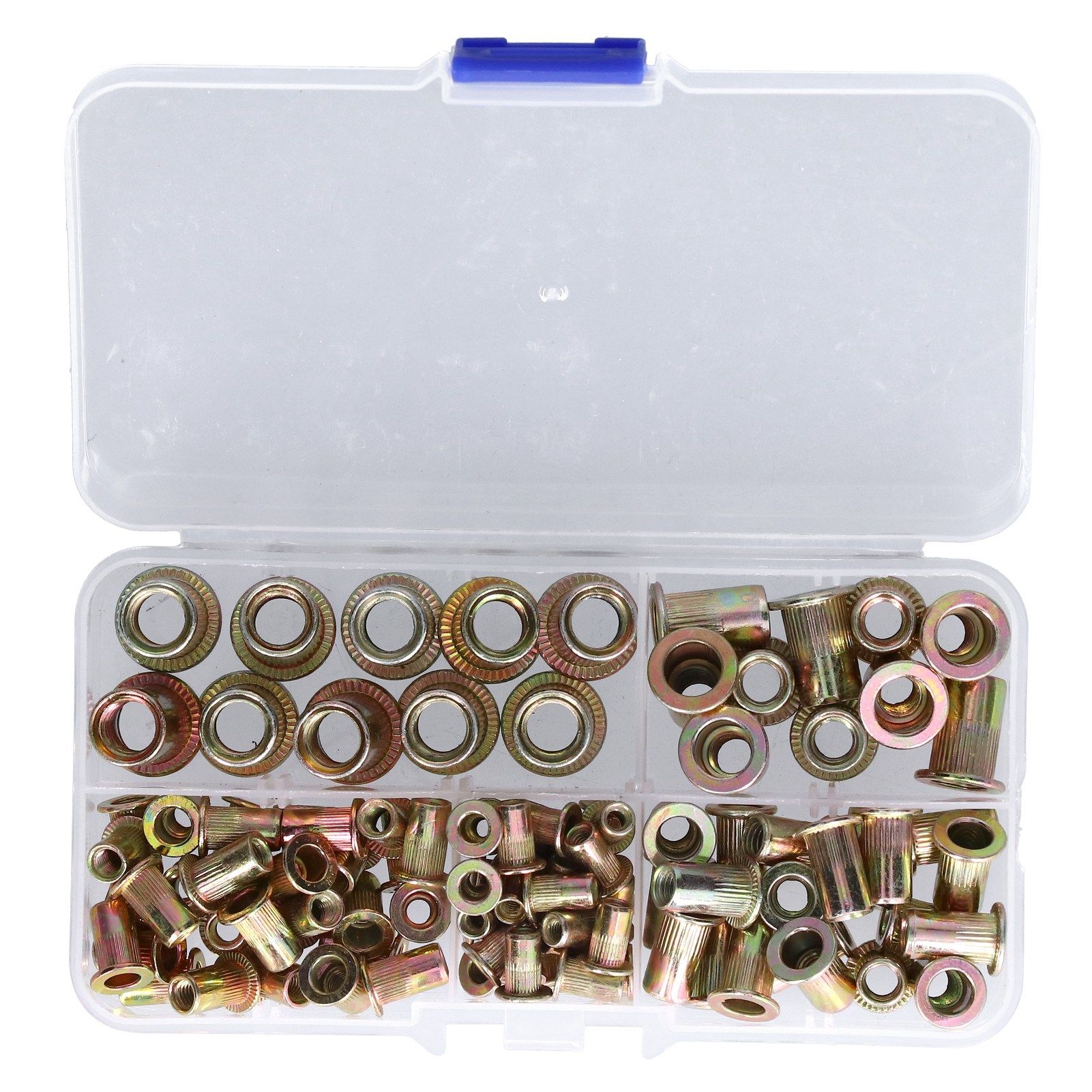 100PCS Threaded Inserts M3‑M8 Portable Galvanized Carbon Steel High Strength Rivet Nuts Assortment100PCS - Image 8