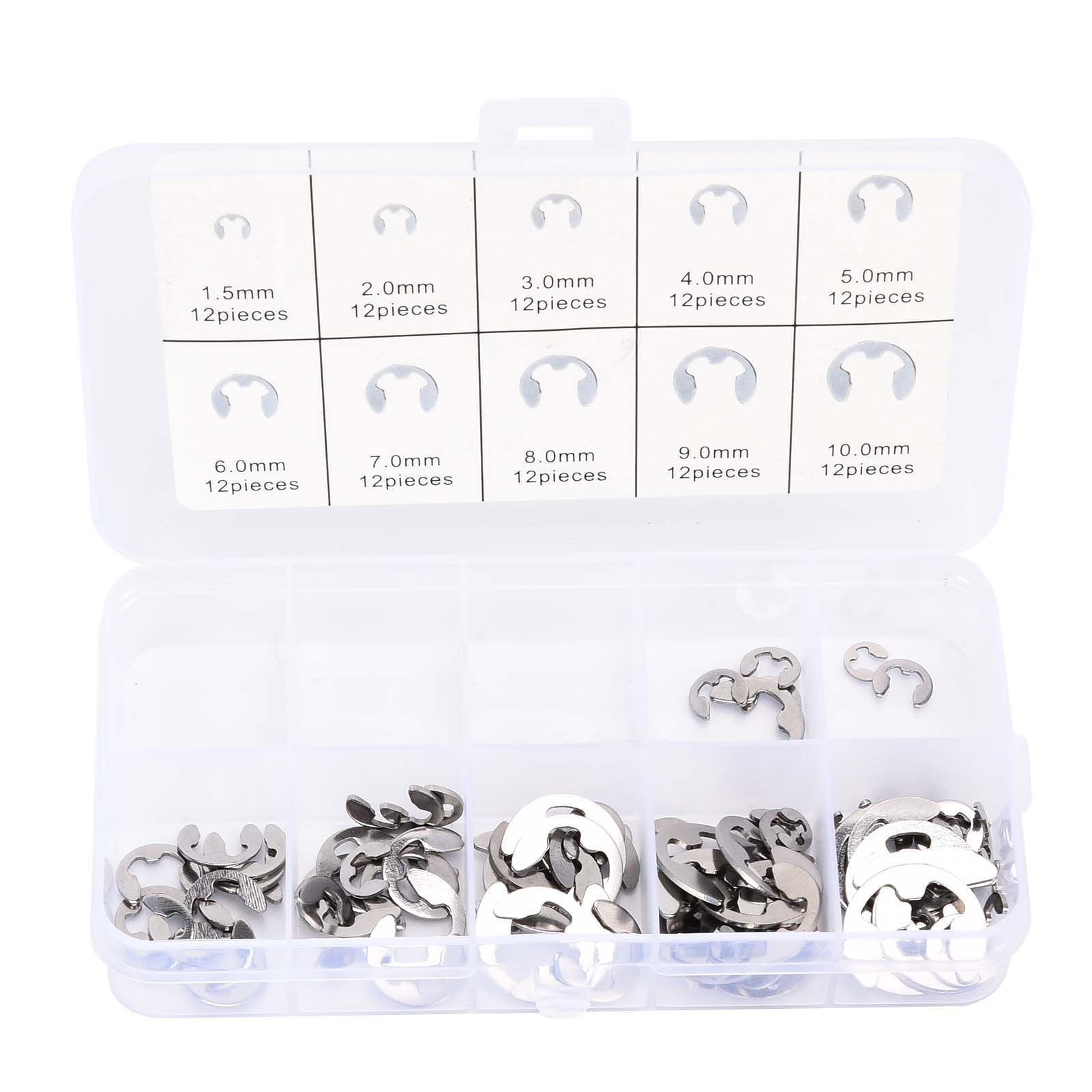 120PCS Snap Rings M1.5‑10 Mini Portable Corrosion Resistant Stainless Steel Snap Rings Kit120PCS - Image 1