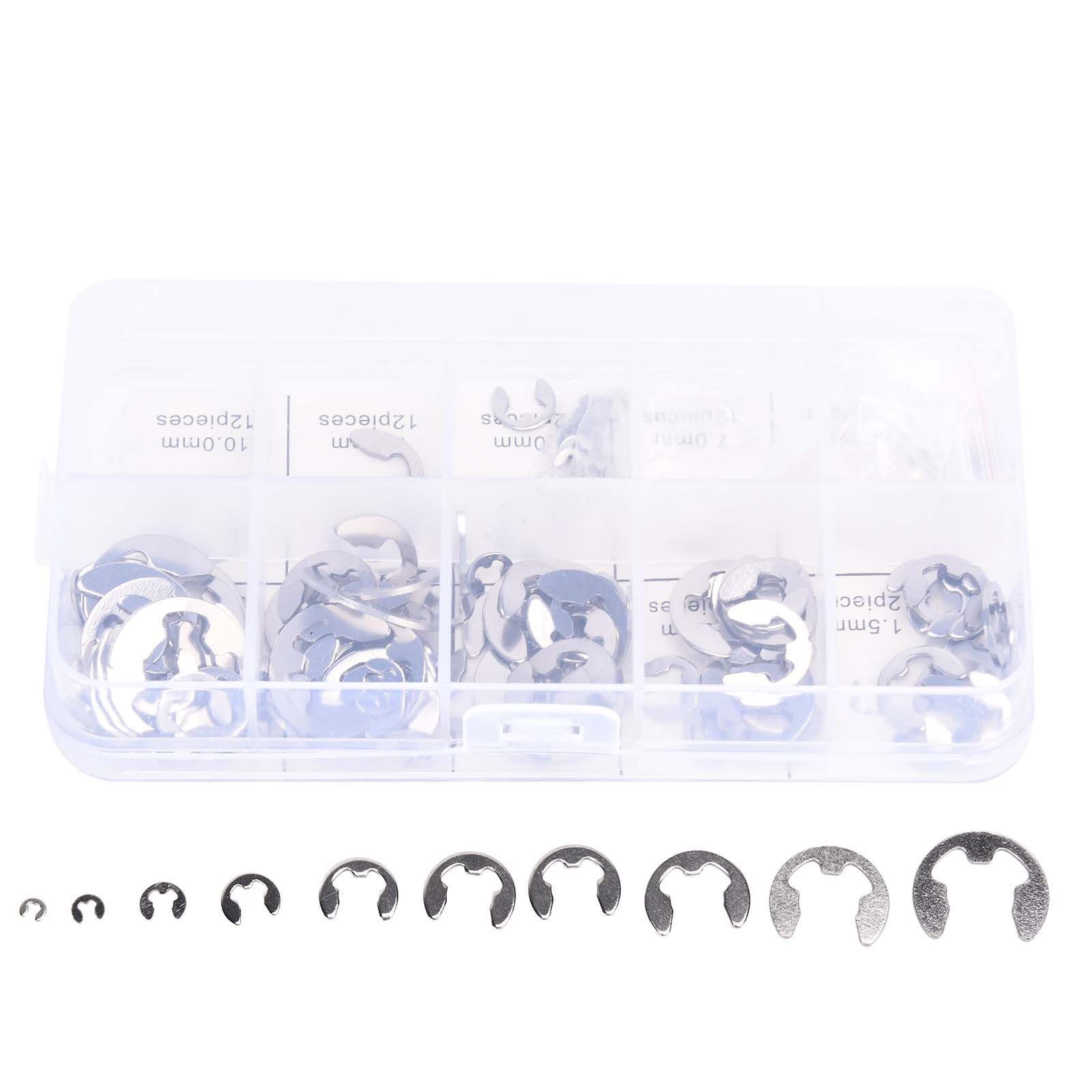 120PCS Snap Rings M1.5‑10 Mini Portable Corrosion Resistant Stainless Steel Snap Rings Kit120PCS - Image 2