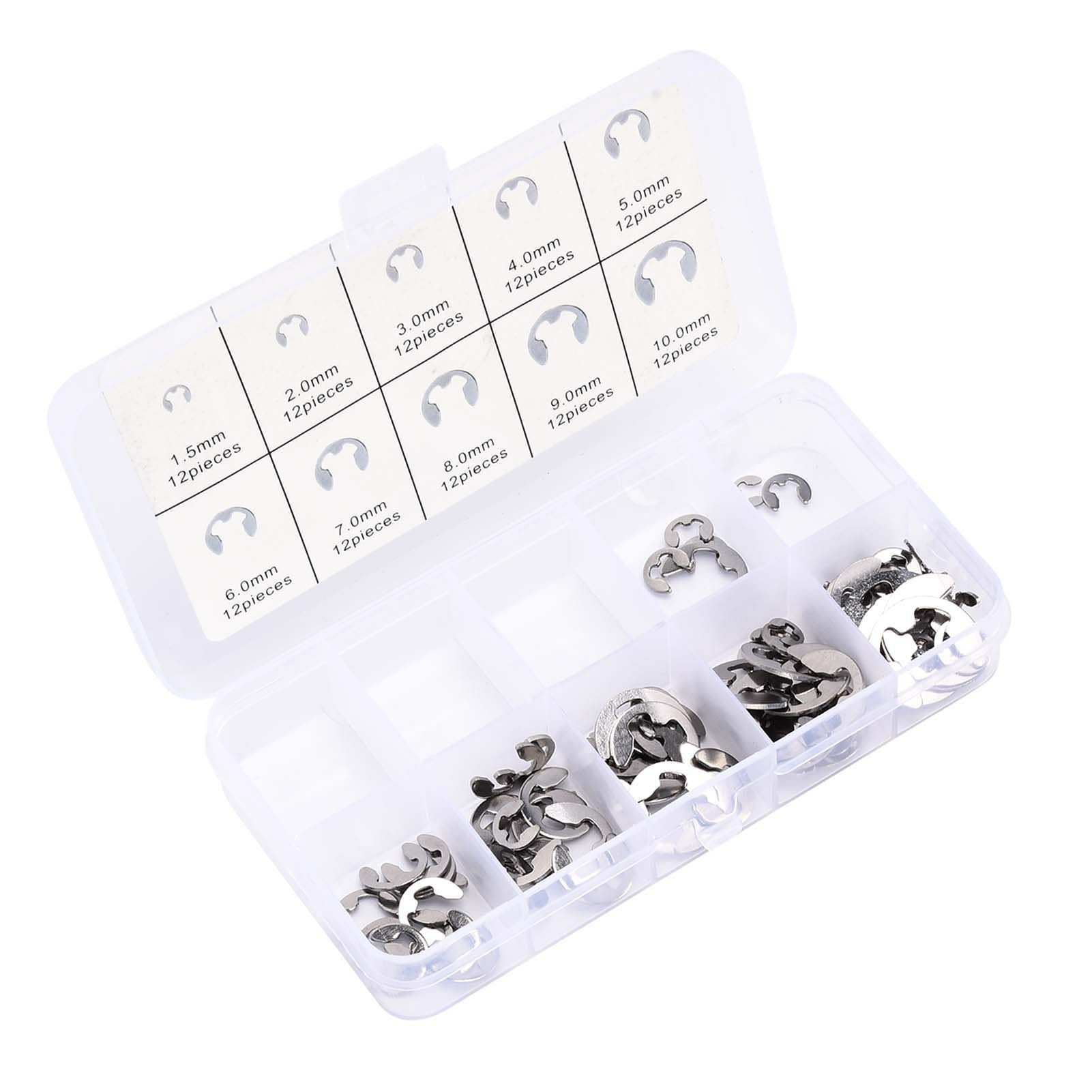120PCS Snap Rings M1.5‑10 Mini Portable Corrosion Resistant Stainless Steel Snap Rings Kit120PCS - Image 5