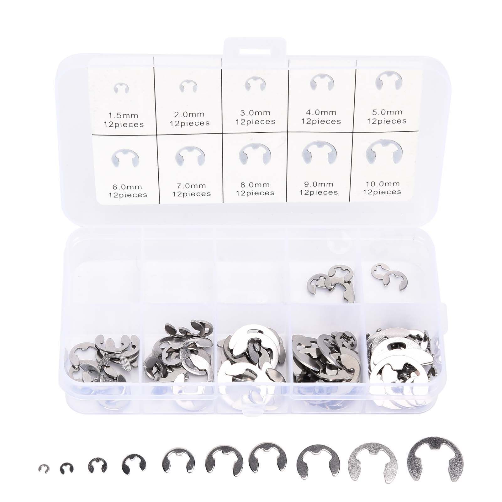 120PCS Snap Rings M1.5‑10 Mini Portable Corrosion Resistant Stainless Steel Snap Rings Kit120PCS - Image 8