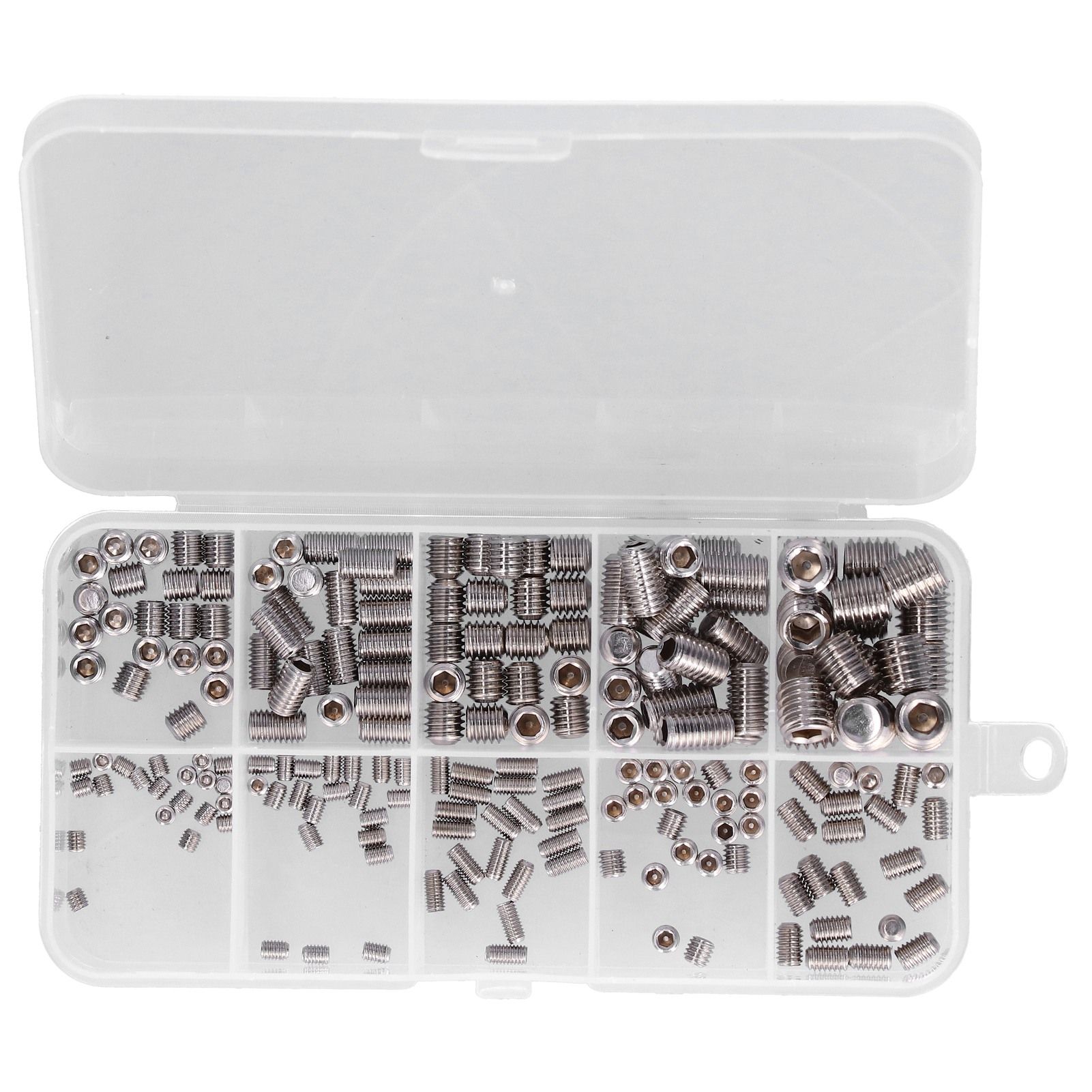 220 Pcs Grub Screw Stainless Steel M3 to M8 Inner Hex Concave End Tight Joint Tool for Precise Instrument220PCS - Image 1