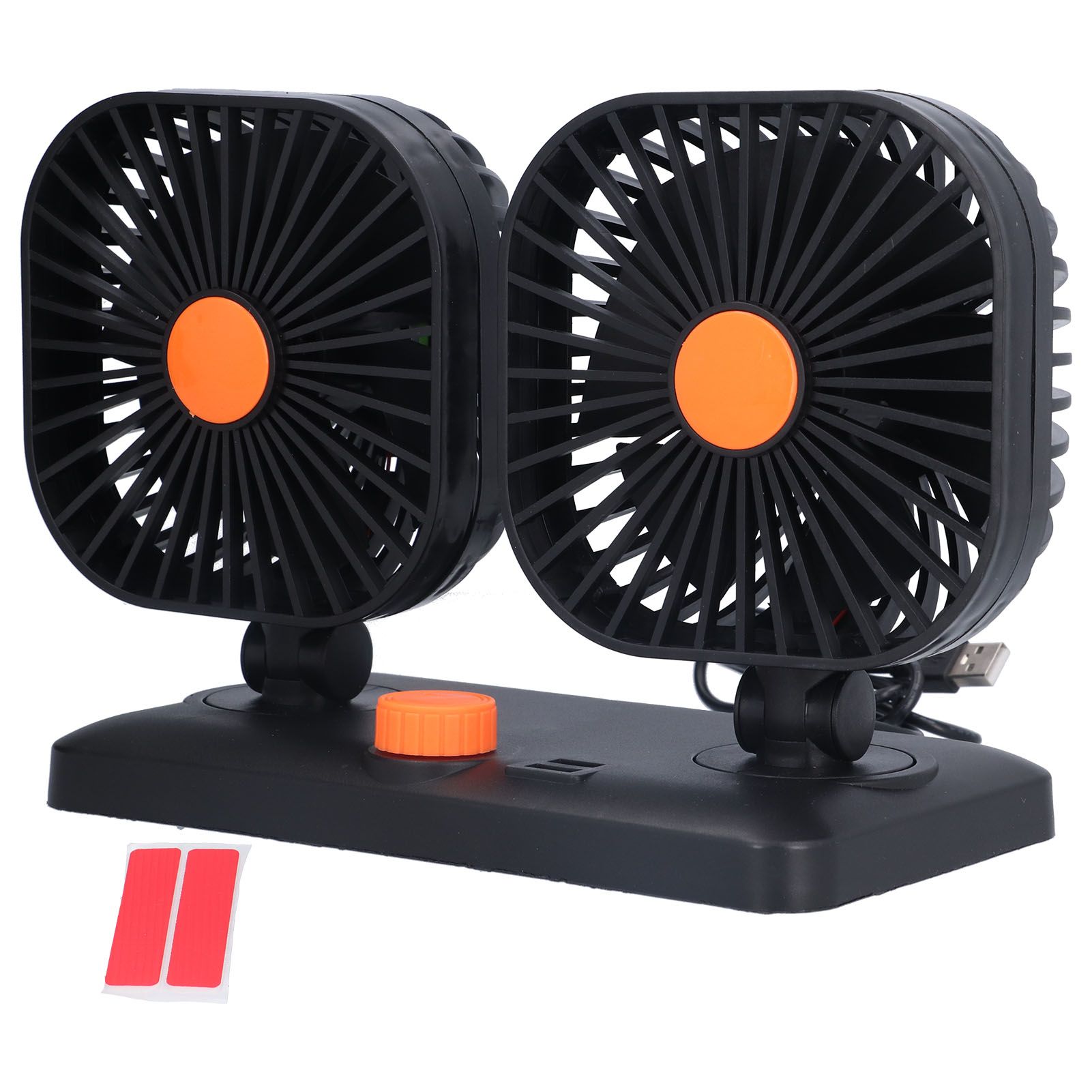 Car Air Cooling Fan Dual Head USB Universal Cooling Device 360 Degree Adjustable Square Low Noise Car Accessories - Image 1