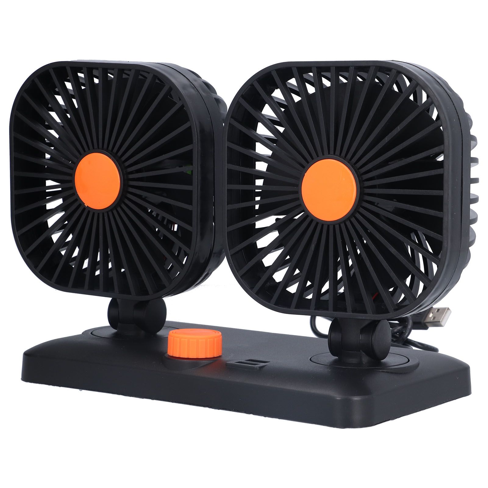 Car Air Cooling Fan Dual Head USB Universal Cooling Device 360 Degree Adjustable Square Low Noise Car Accessories - Image 2