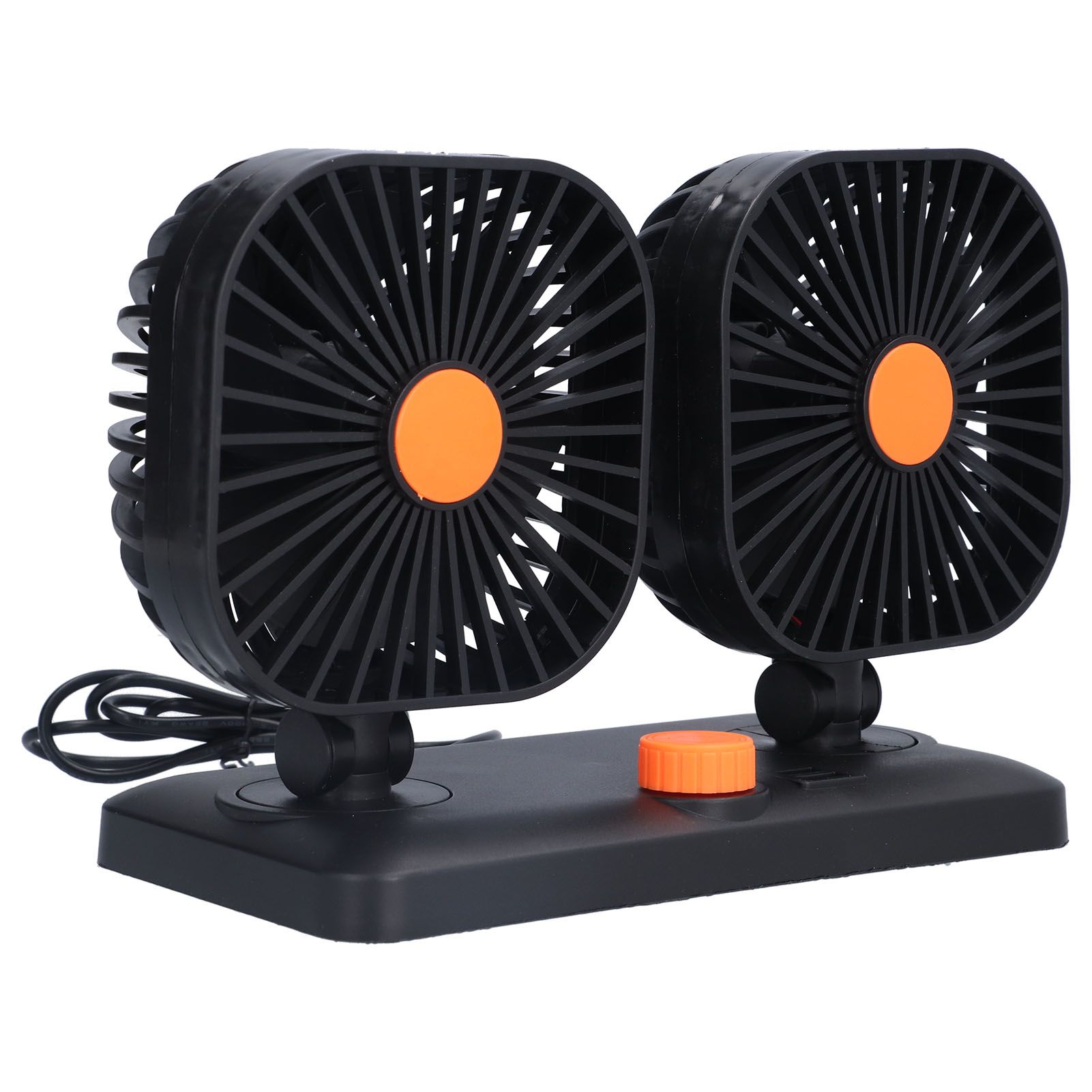 Car Air Cooling Fan Dual Head USB Universal Cooling Device 360 Degree Adjustable Square Low Noise Car Accessories - Image 3