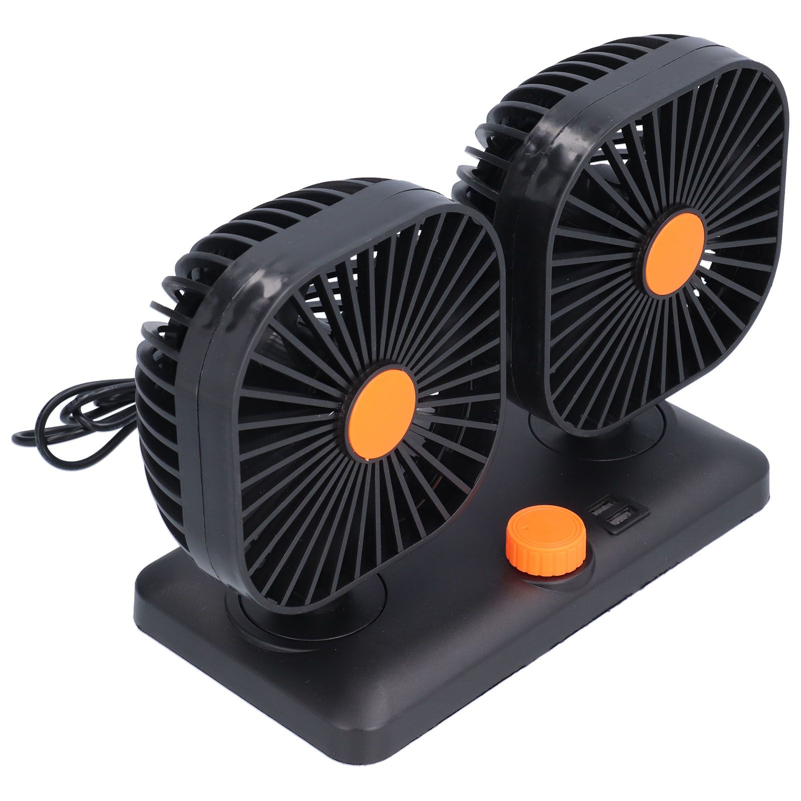 Car Air Cooling Fan Dual Head USB Universal Cooling Device 360 Degree Adjustable Square Low Noise Car Accessories - Image 5