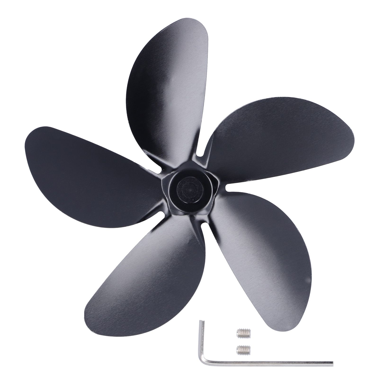 Fan Blade Replacement Fireplace Aluminum Alloy Blade Black Universal Stove Fan Blade5 Blade - Image 1