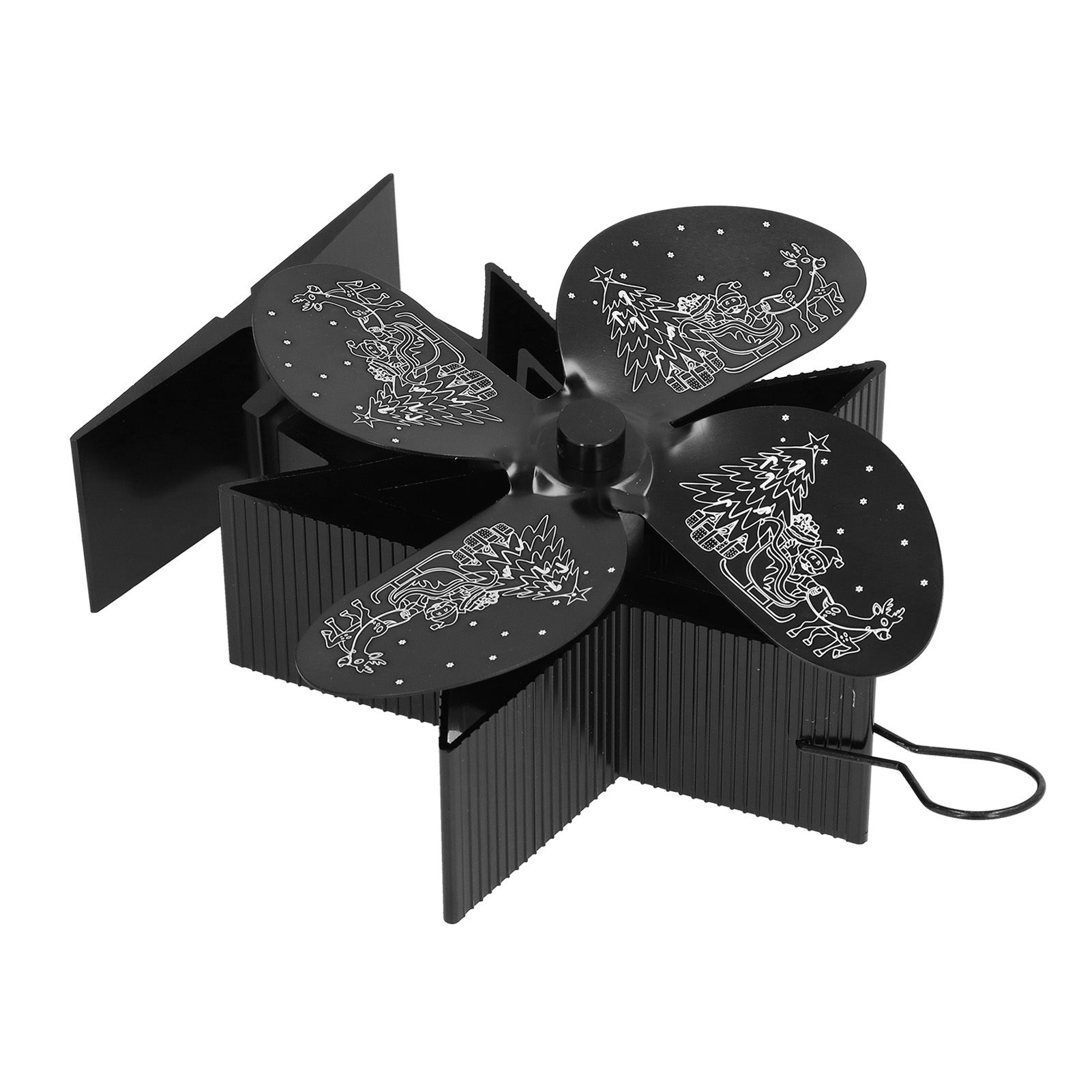4 Blades Heat Powered Fan Santa Claus Pattern Fireplace Fan for Heat Distribution Circulating Warm AirBlack - Image 2