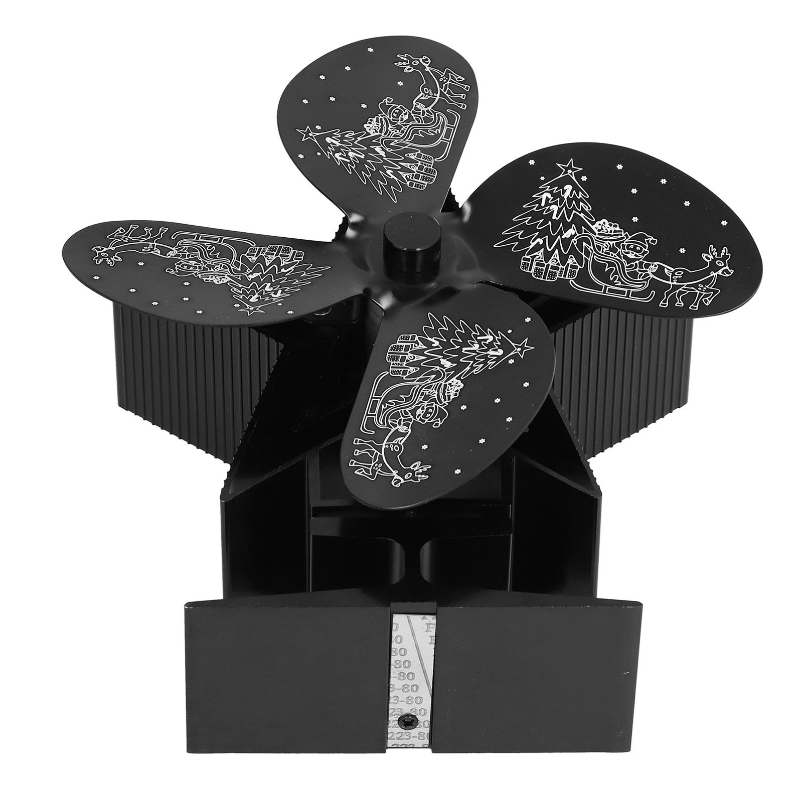 4 Blades Heat Powered Fan Santa Claus Pattern Fireplace Fan for Heat Distribution Circulating Warm AirBlack - Image 3