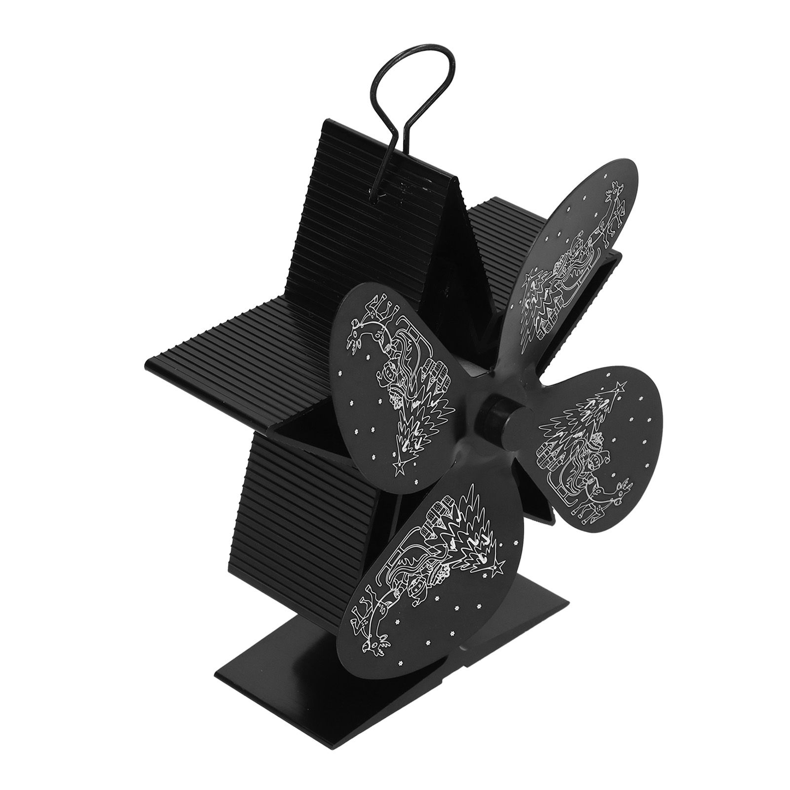 4 Blades Heat Powered Fan Santa Claus Pattern Fireplace Fan for Heat Distribution Circulating Warm AirBlack - Image 6