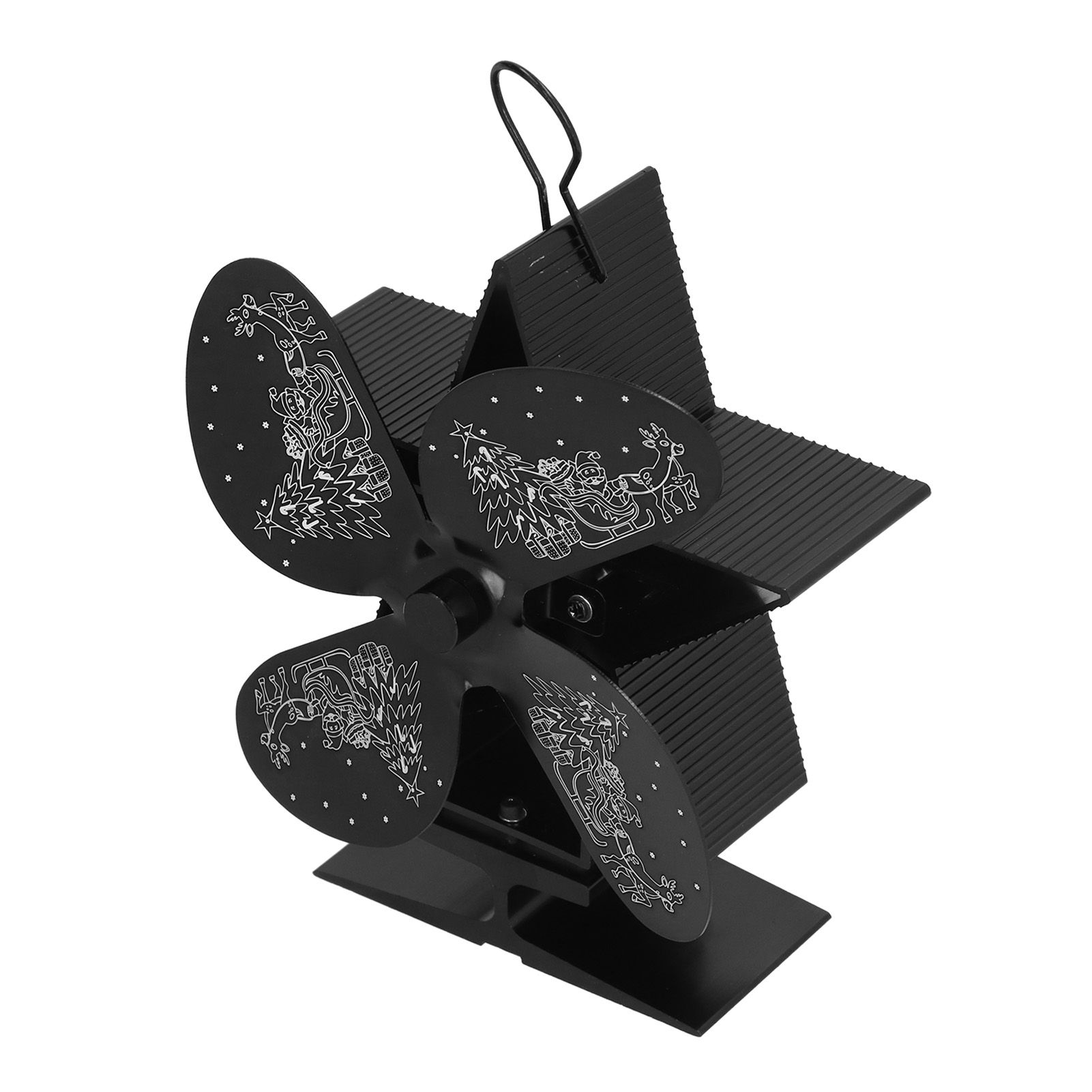 4 Blades Heat Powered Fan Santa Claus Pattern Fireplace Fan for Heat Distribution Circulating Warm AirBlack - Image 7