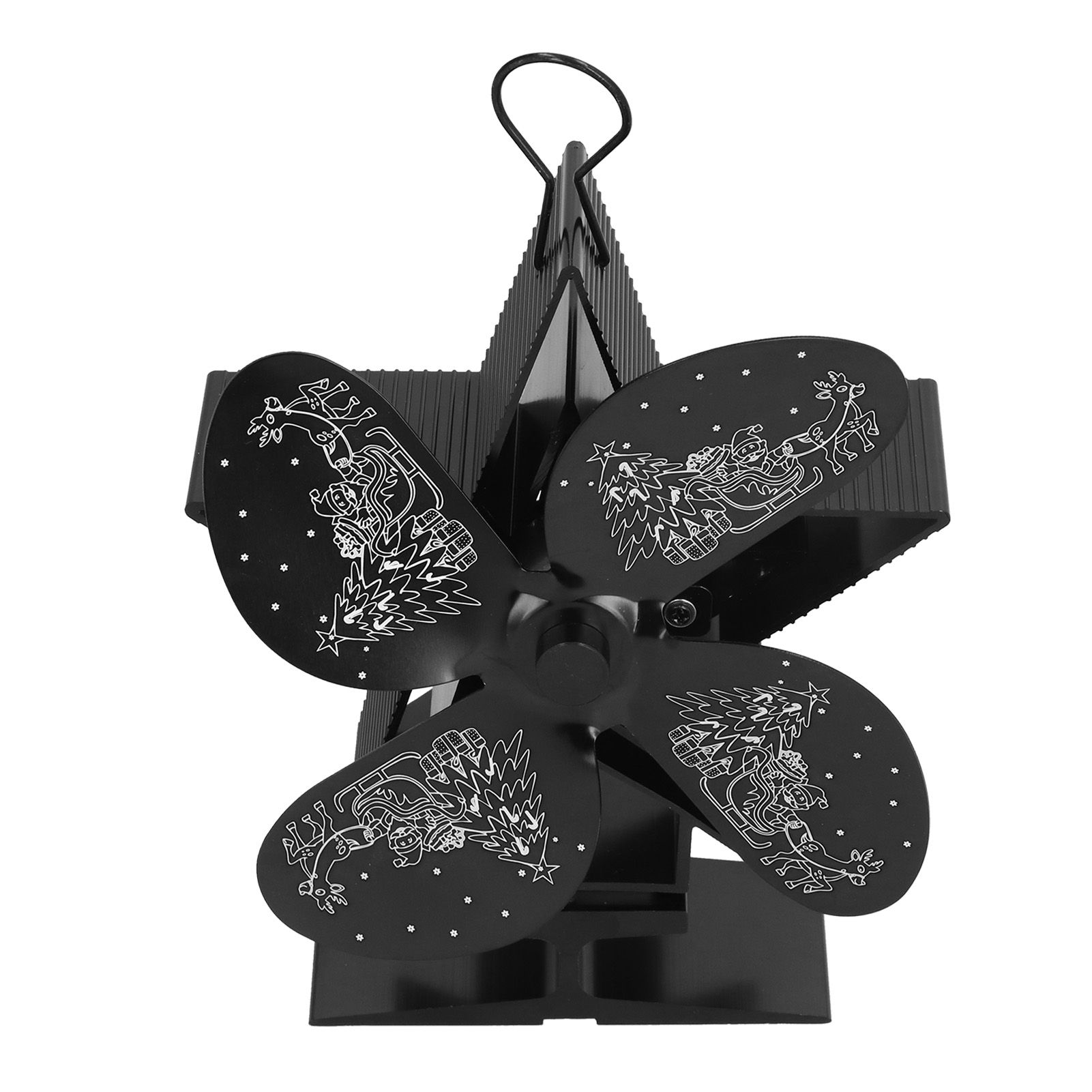 4 Blades Heat Powered Fan Santa Claus Pattern Fireplace Fan for Heat Distribution Circulating Warm AirBlack - Image 8