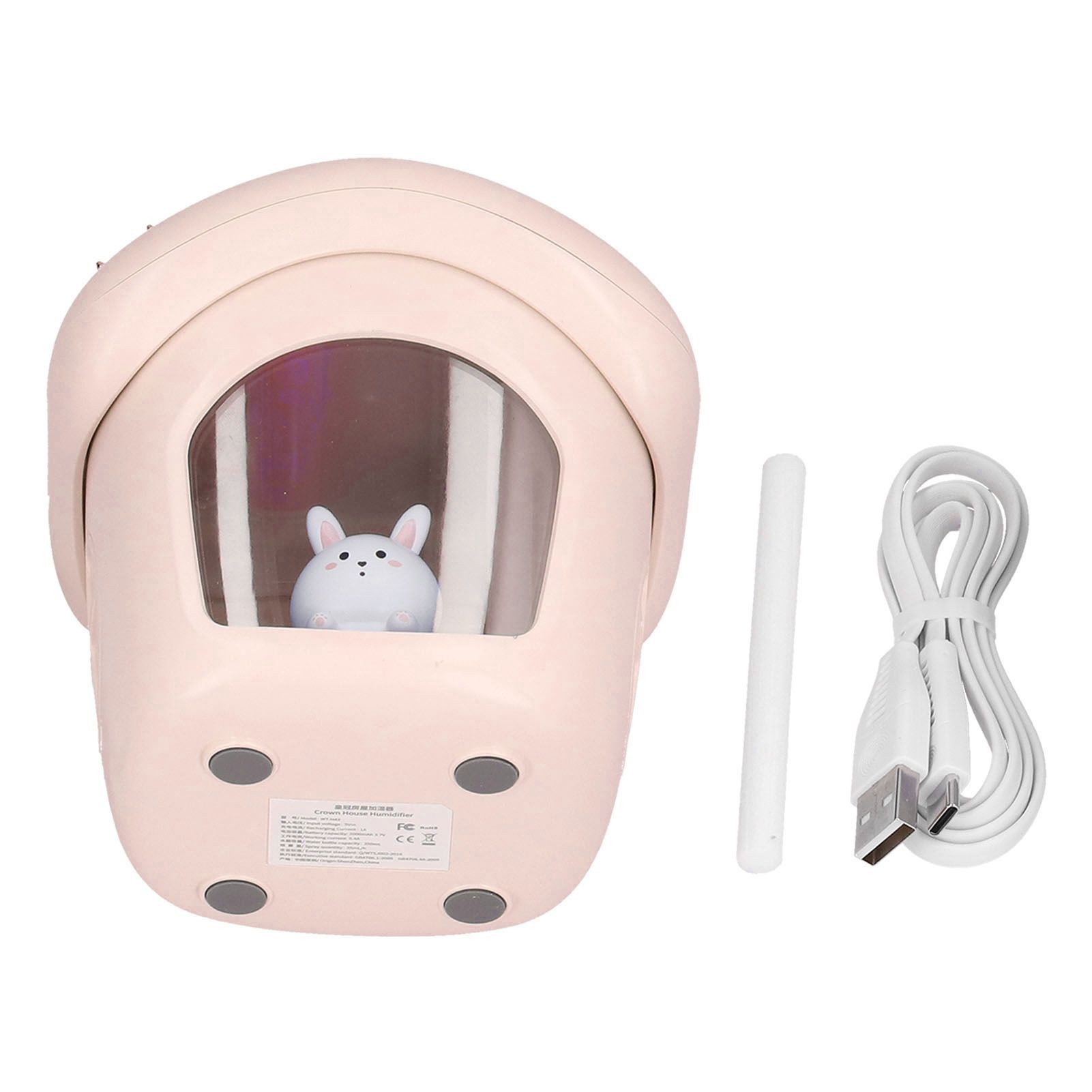 Air Humidifier USB Charging 2 Gears Smart Portable Desk Humidifier with 350ml Visible Water TankPink - Image 2