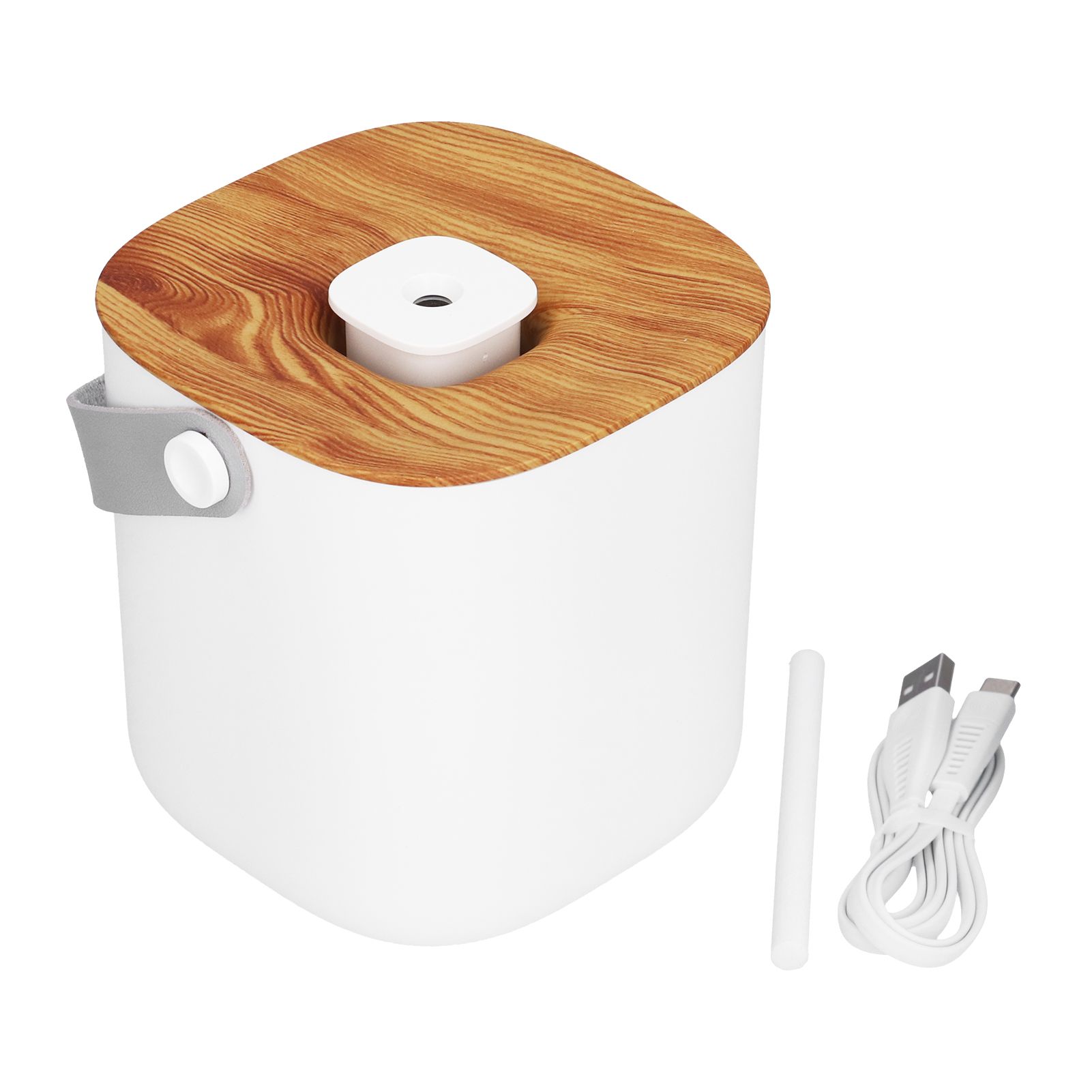 600ml Portable Humidifier USB Charging Nanometer Atomizing Desktop Humidifier Wood Grain 30ml/h - Image 1