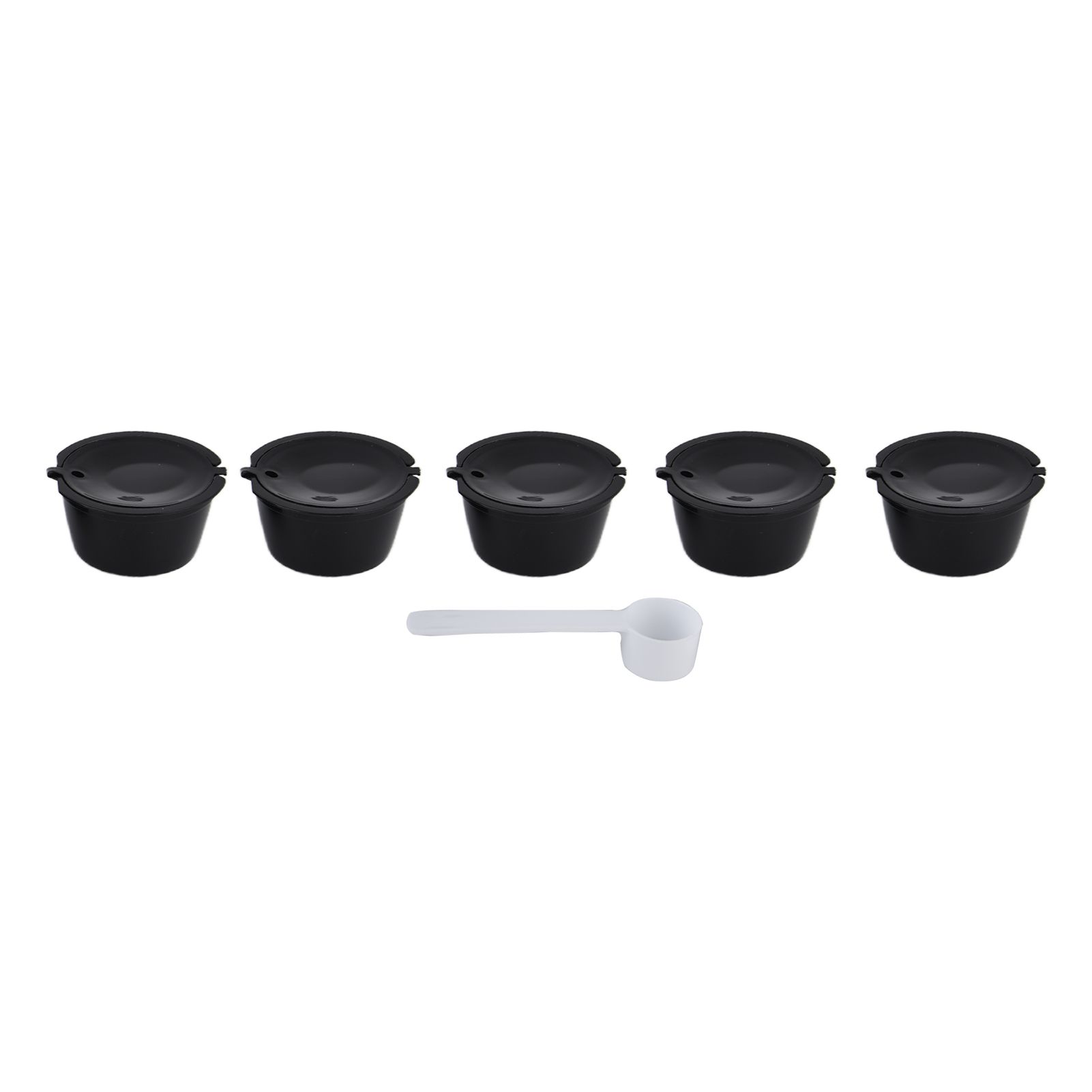 5Pcs 50ml Coffee Capsule Reusable Coffee Filter Cup with Spoon for DOLCE GUSTO Coffee MachineBlack - Image 1