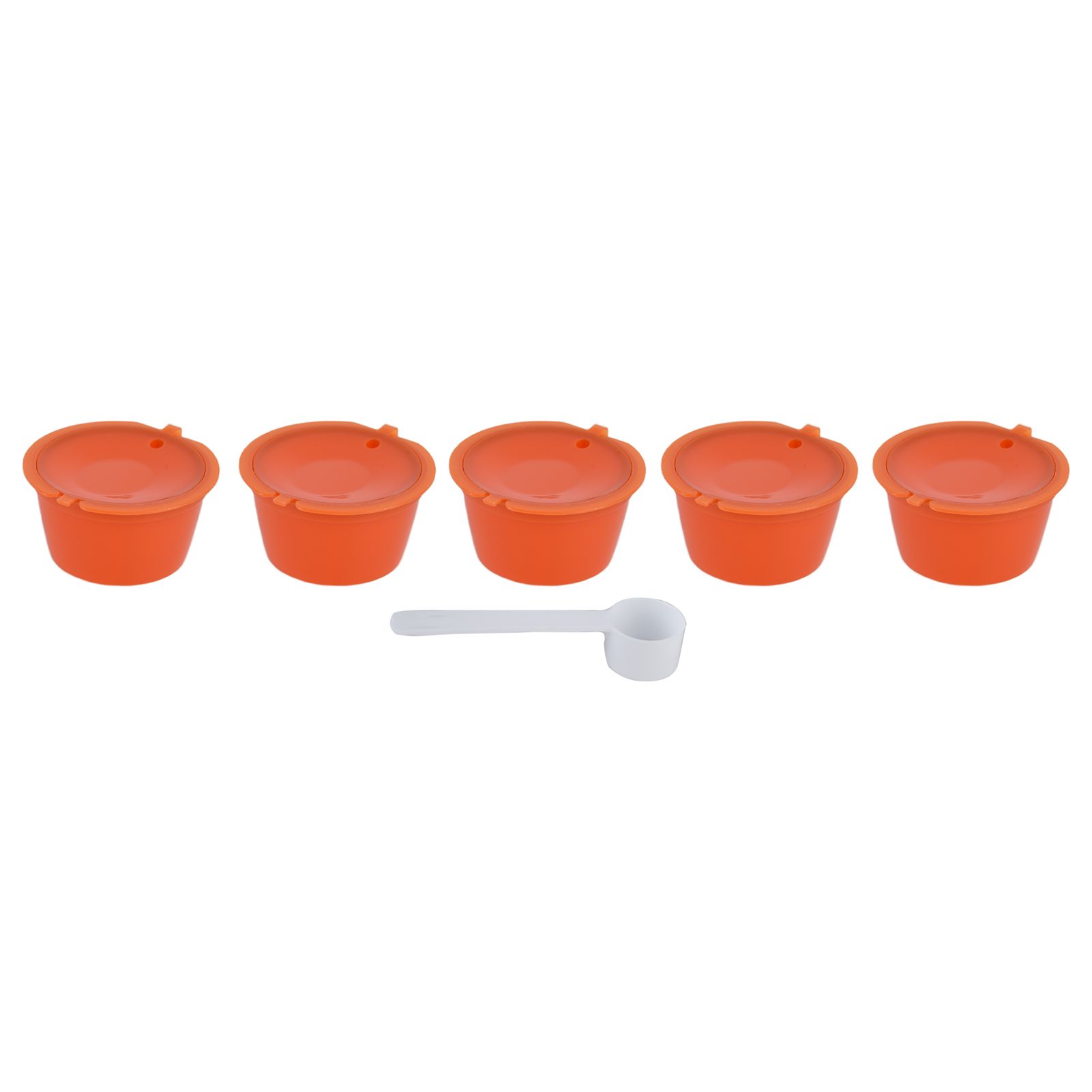 5Pcs 50ml Coffee Capsule Reusable Coffee Filter Cup with Spoon for DOLCE GUSTO Coffee MachineOrange - Image 1