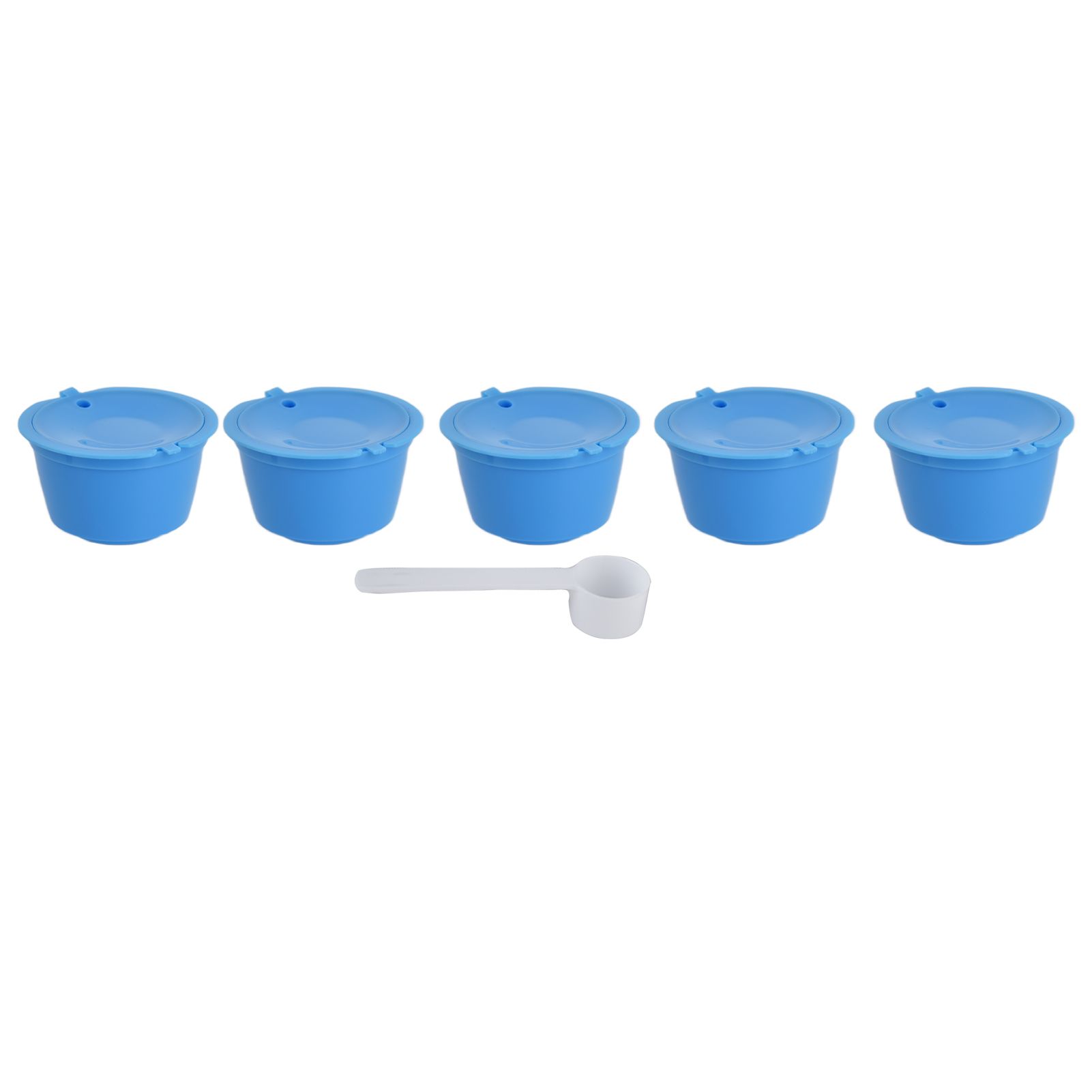 5Pcs 50ml Coffee Capsule Reusable Coffee Filter Cup with Spoon for DOLCE GUSTO Coffee MachineBlue - Image 1