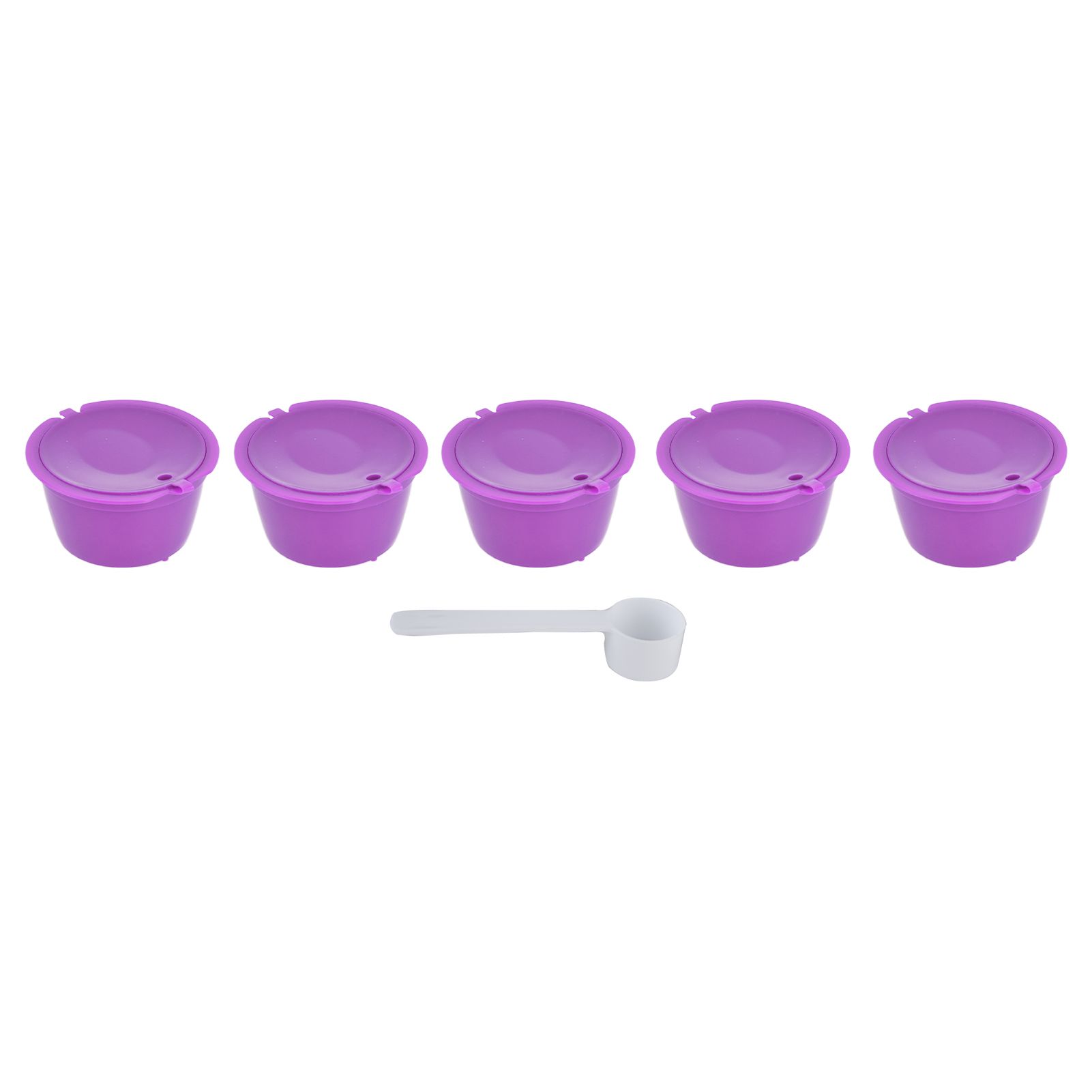 5Pcs 50ml Coffee Capsule Reusable Coffee Filter Cup with Spoon for DOLCE GUSTO Coffee MachinePurple - Image 1