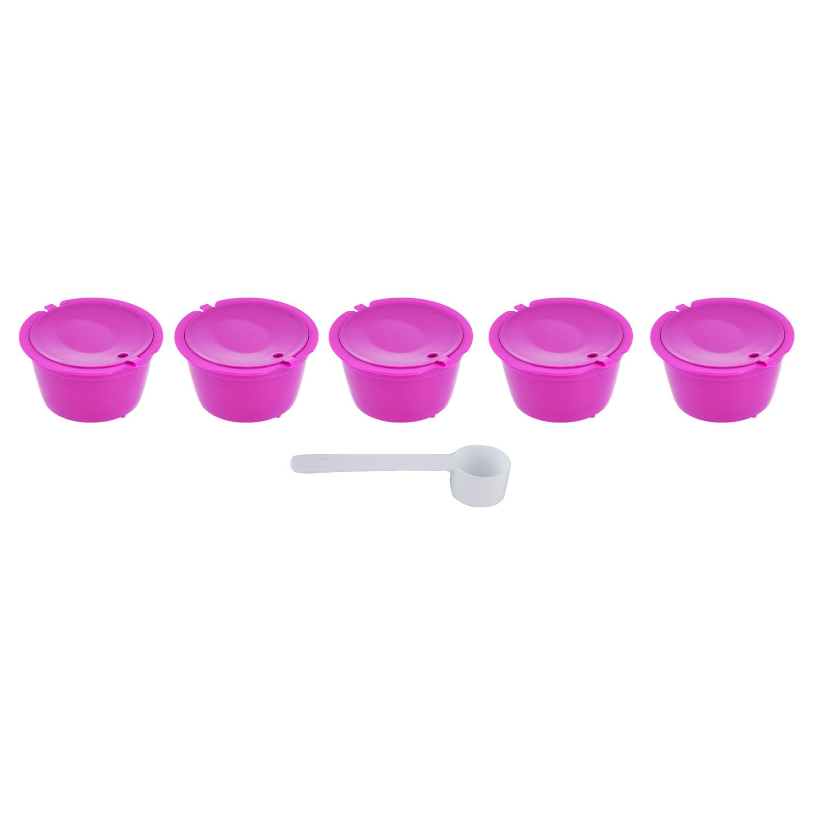 5Pcs 50ml Coffee Capsule Reusable Coffee Filter Cup with Spoon for DOLCE GUSTO Coffee MachineRose Red - Image 1