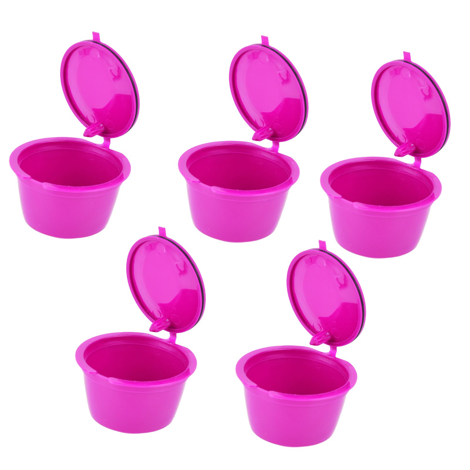 5Pcs 50ml Coffee Capsule Reusable Coffee Filter Cup with Spoon for DOLCE GUSTO Coffee MachineRose Red - Image 2