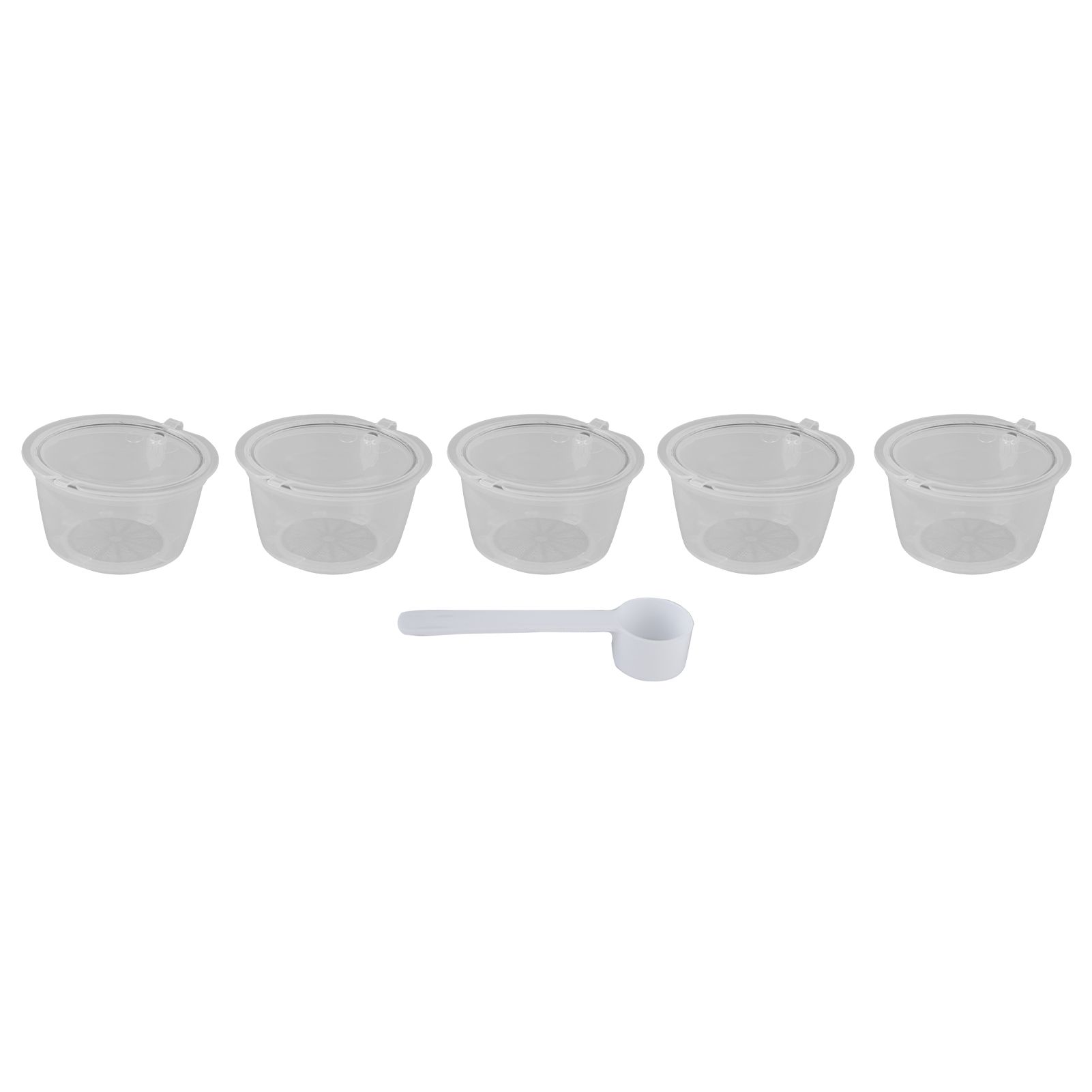 5Pcs 50ml Coffee Capsule Reusable Coffee Filter Cup with Spoon for DOLCE GUSTO Coffee MachineTransparent - Image 1
