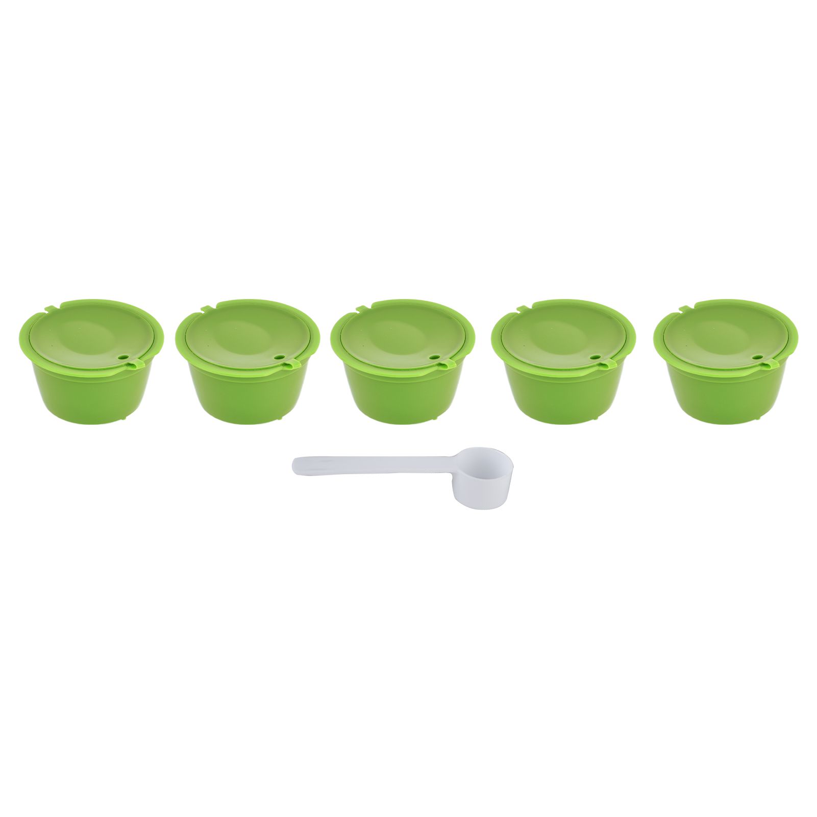 5Pcs 50ml Coffee Capsule Reusable Coffee Filter Cup with Spoon for DOLCE GUSTO Coffee MachineGrass Green - Image 1