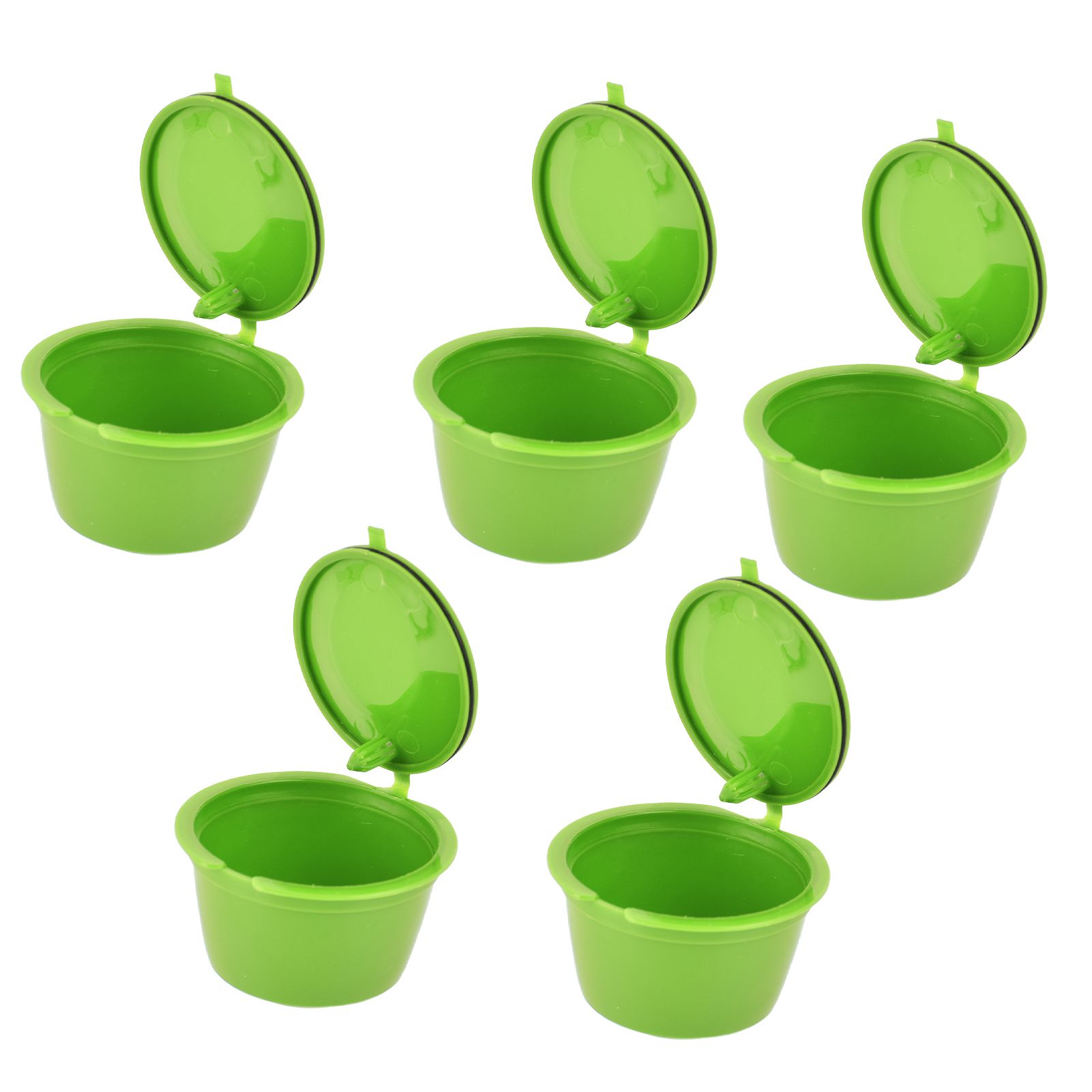 5Pcs 50ml Coffee Capsule Reusable Coffee Filter Cup with Spoon for DOLCE GUSTO Coffee MachineGrass Green - Image 2