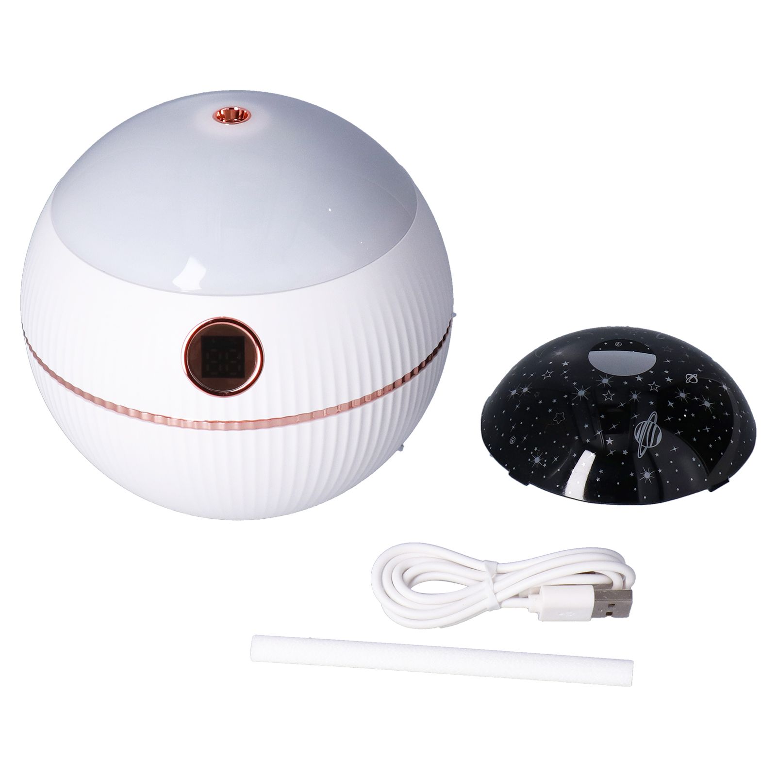 550ML Spherical Humidifier Mini Portable Star Projection Humidifier for Home Bedroom USB ChargingWhite - Image 1