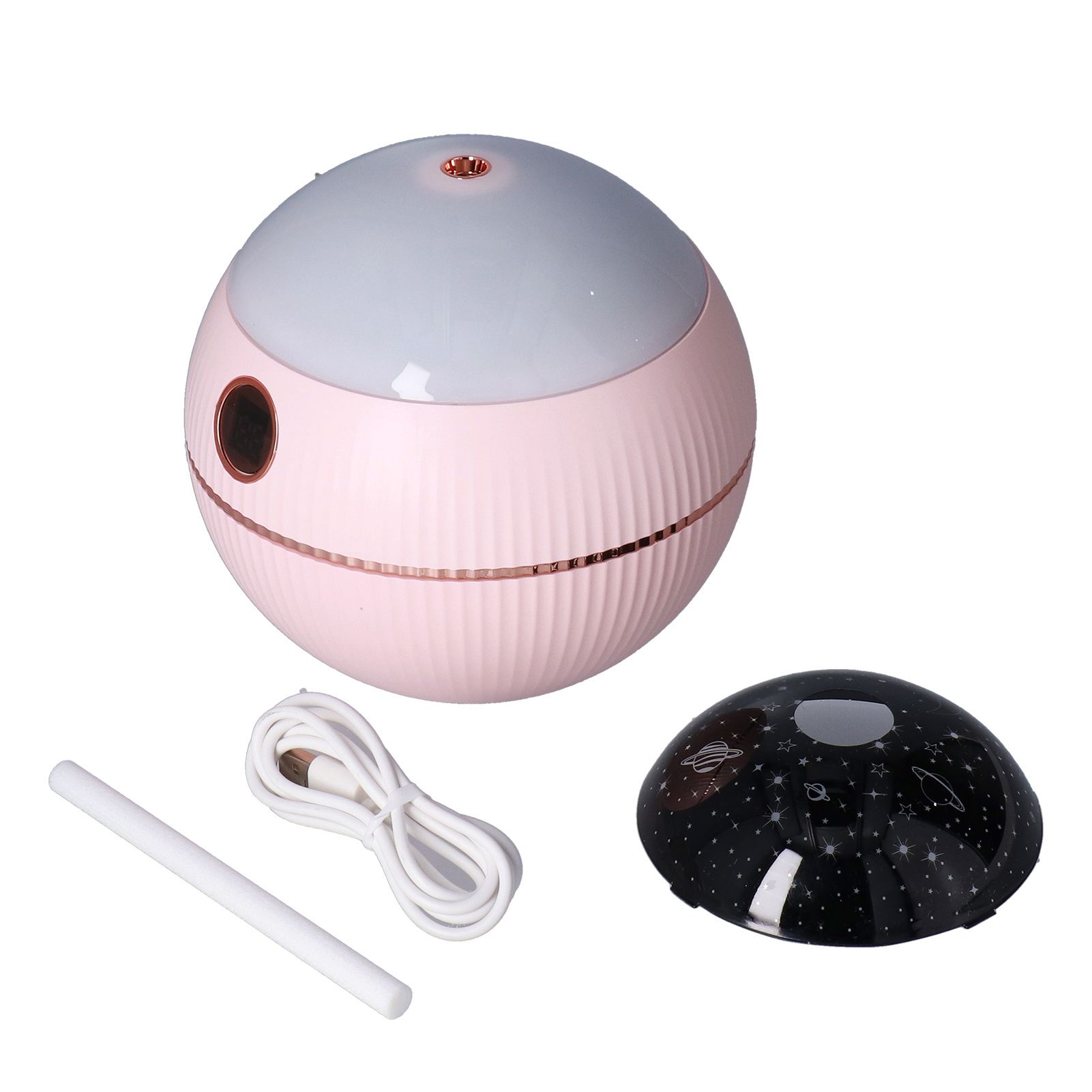 550ML Spherical Humidifier Mini Portable Star Projection Humidifier for Home Bedroom USB ChargingPink - Image 2