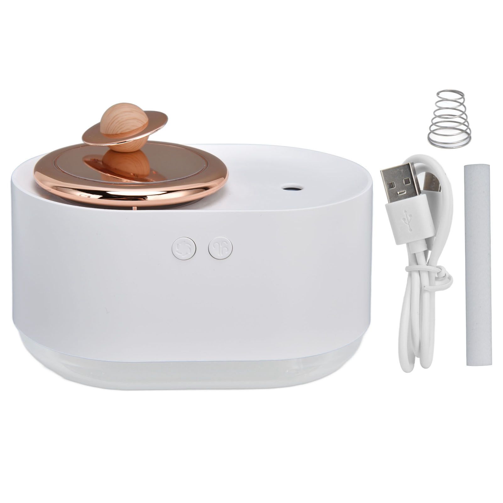 2 in 1 Rotating Planet Humidifier USB Charging Cordless Mute Spray Humidification for Home 1200MAHWhite - Image 1