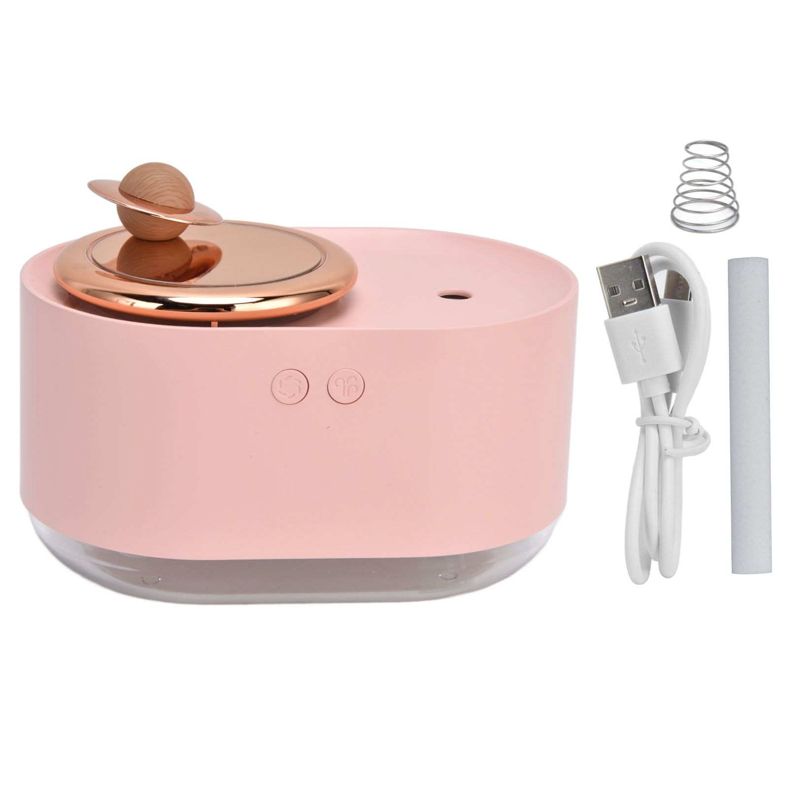 2 in 1 Rotating Planet Humidifier USB Charging Cordless Mute Spray Humidification for Home 1200MAHPink - Image 1