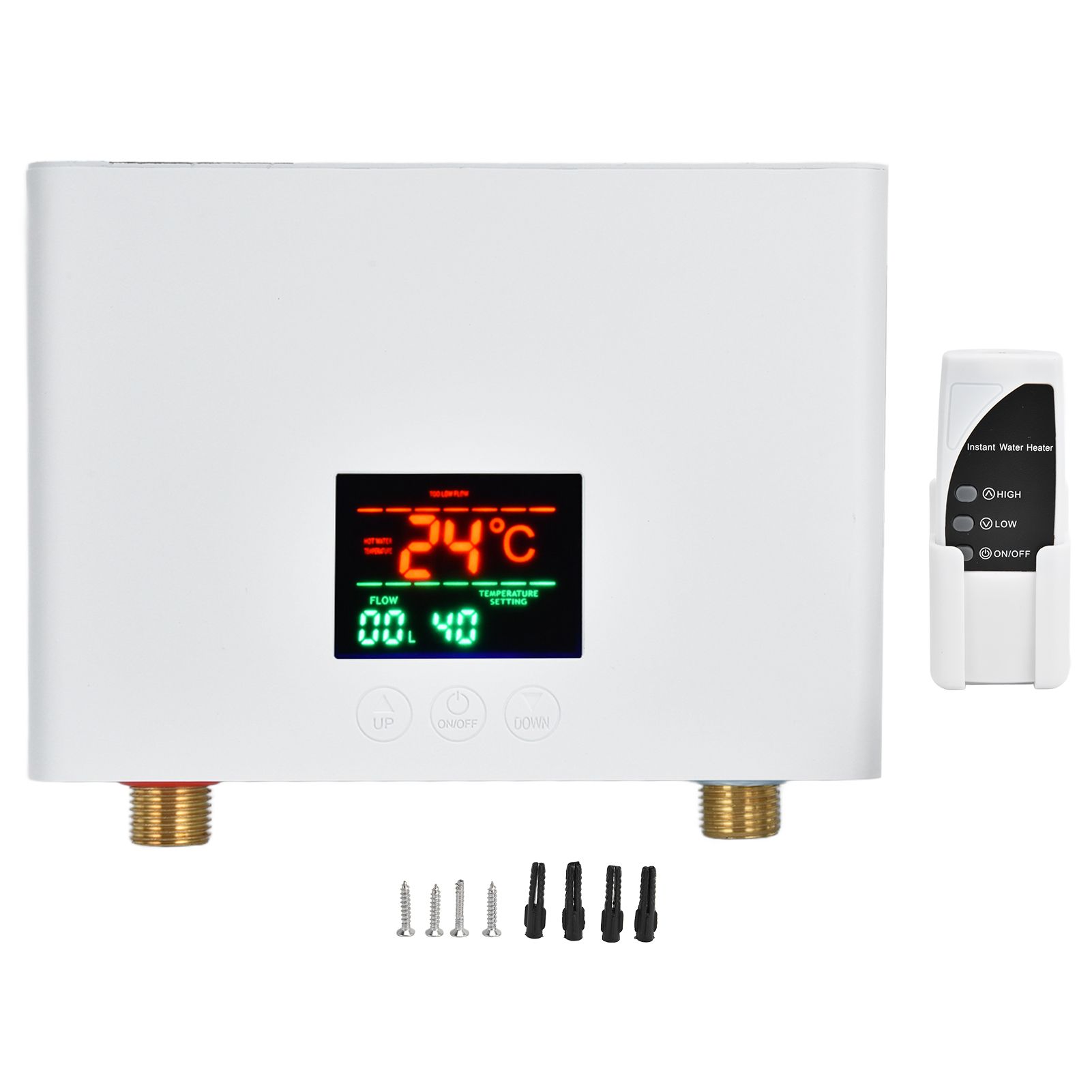 5500W Tankless Instant Electric Water Heater with Touch Panel Remote Control for Kitchen Bathroom 30‑55℃ 220VWhite - Image 1