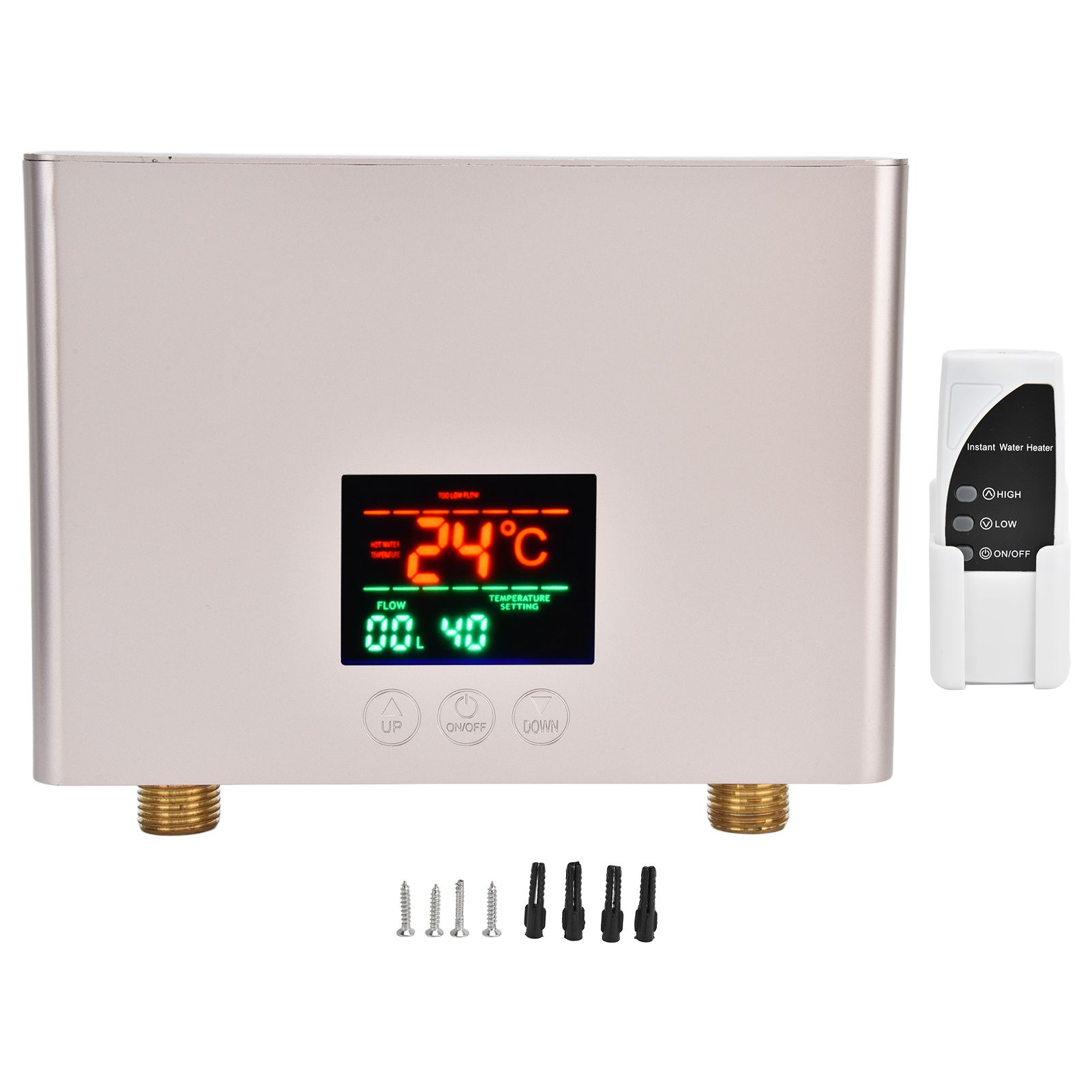 5500W Tankless Instant Electric Water Heater with Touch Panel Remote Control for Kitchen Bathroom 30‑55℃ 220VGold - Image 1