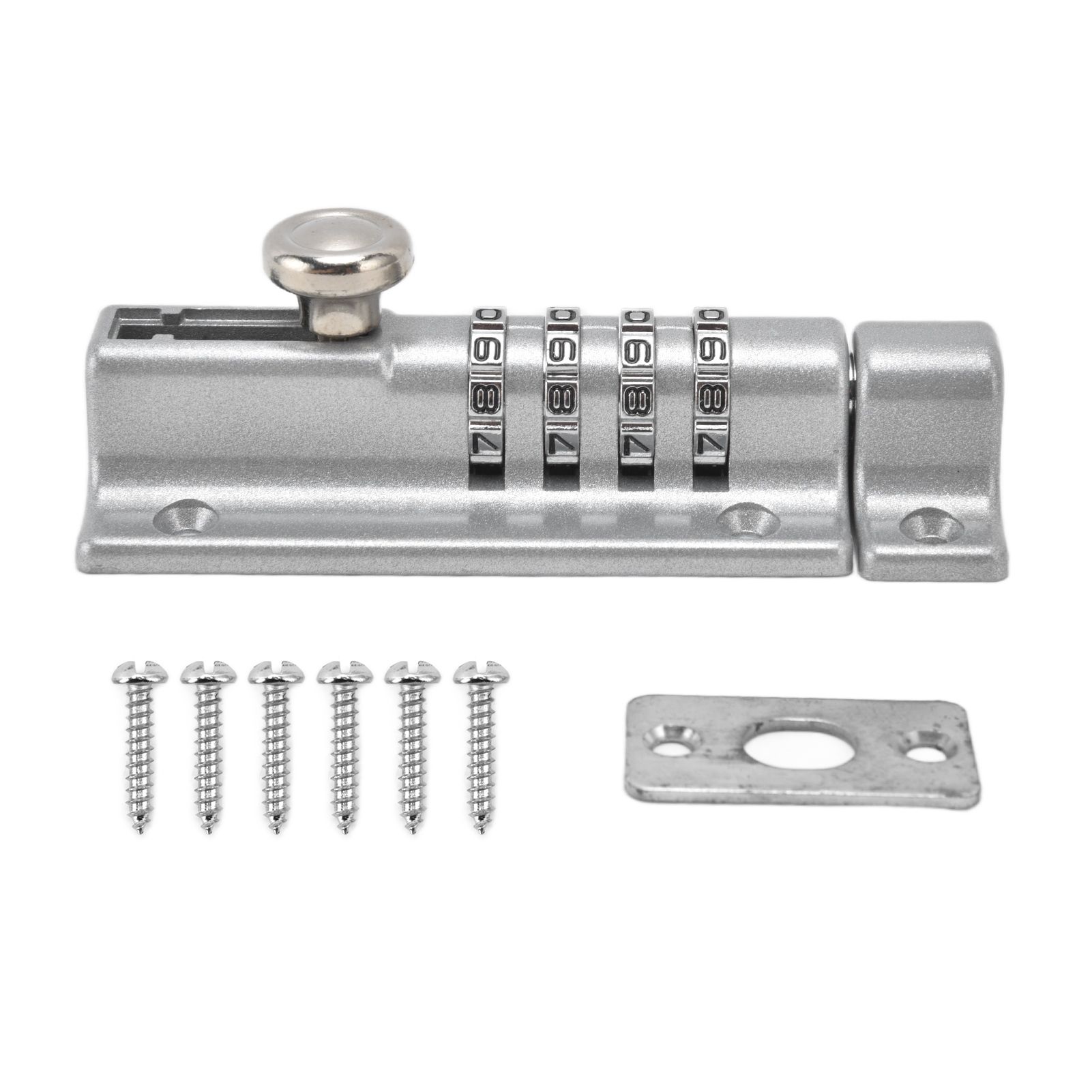Combination Locking Bolt Safe Password Durable Rust Resistant Coating 4 Digit Lock Bolt for Pool Gate Fence FarmSilver - Image 1