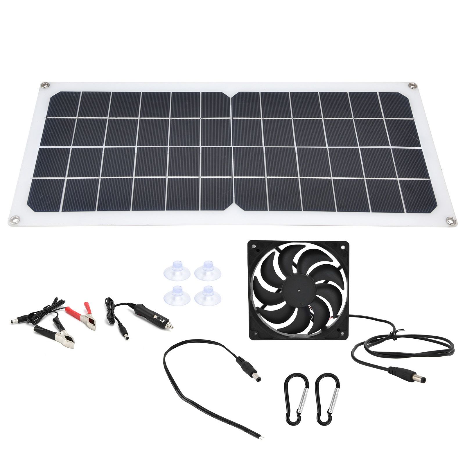 10W Photovoltaic Solar Panel with Fan Kit Dual Female USB Ports for Cars Boats Airplanes Satellites - Image 1