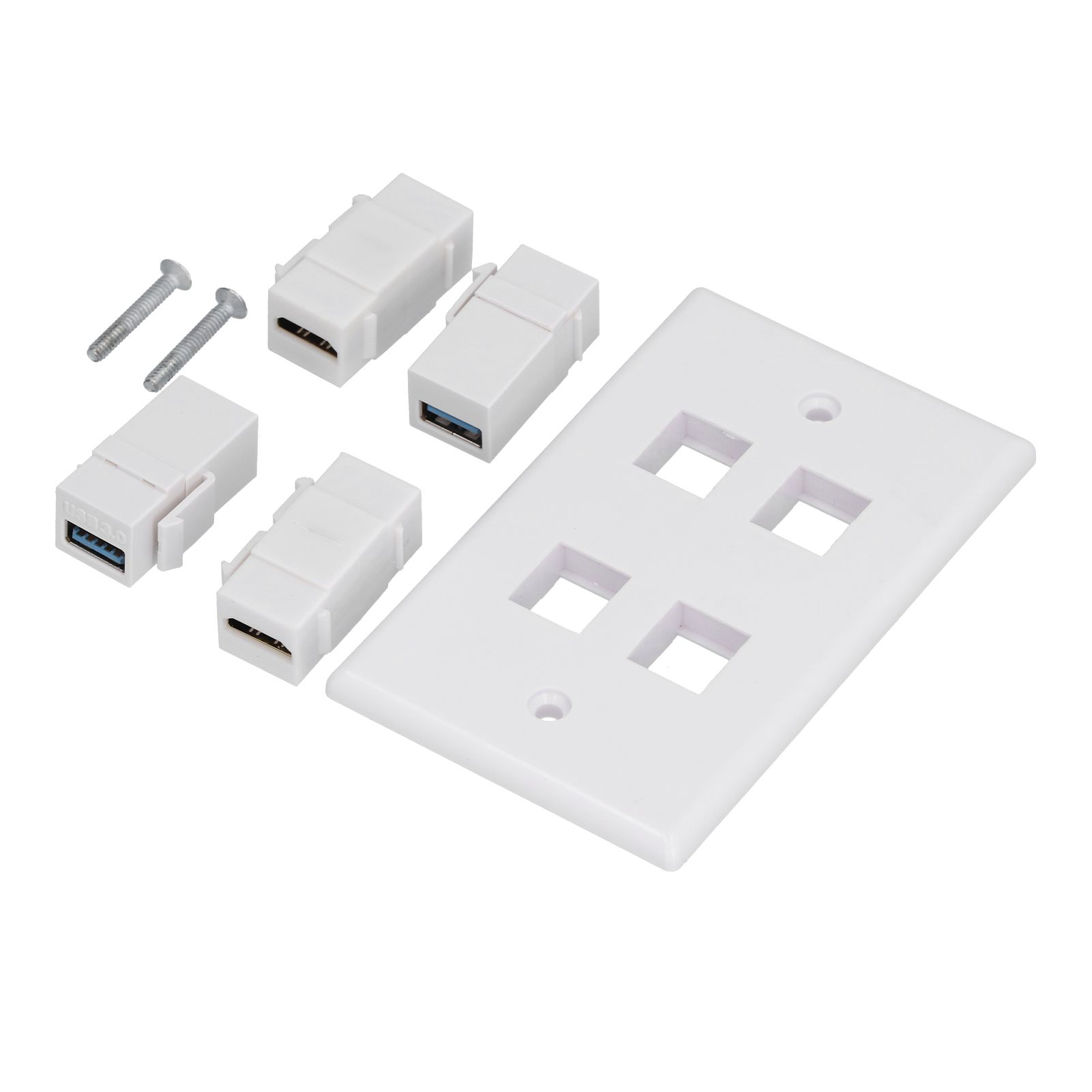 2 HD Multimedia Interface+2 USB3.0 Ports Panel Weld Free Audio Video Wall Outlet Plate Accessory - Image 2