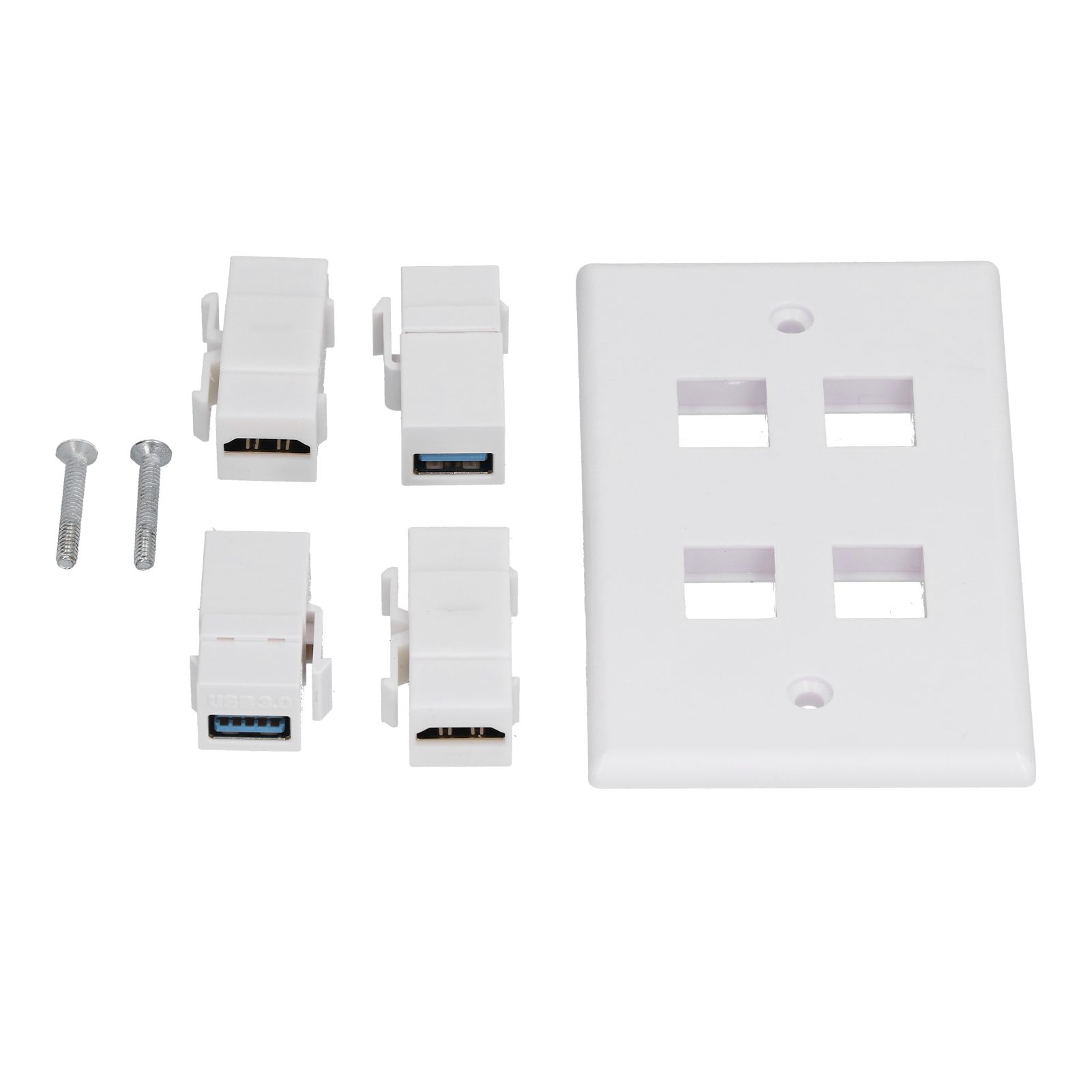 2 HD Multimedia Interface+2 USB3.0 Ports Panel Weld Free Audio Video Wall Outlet Plate Accessory - Image 3
