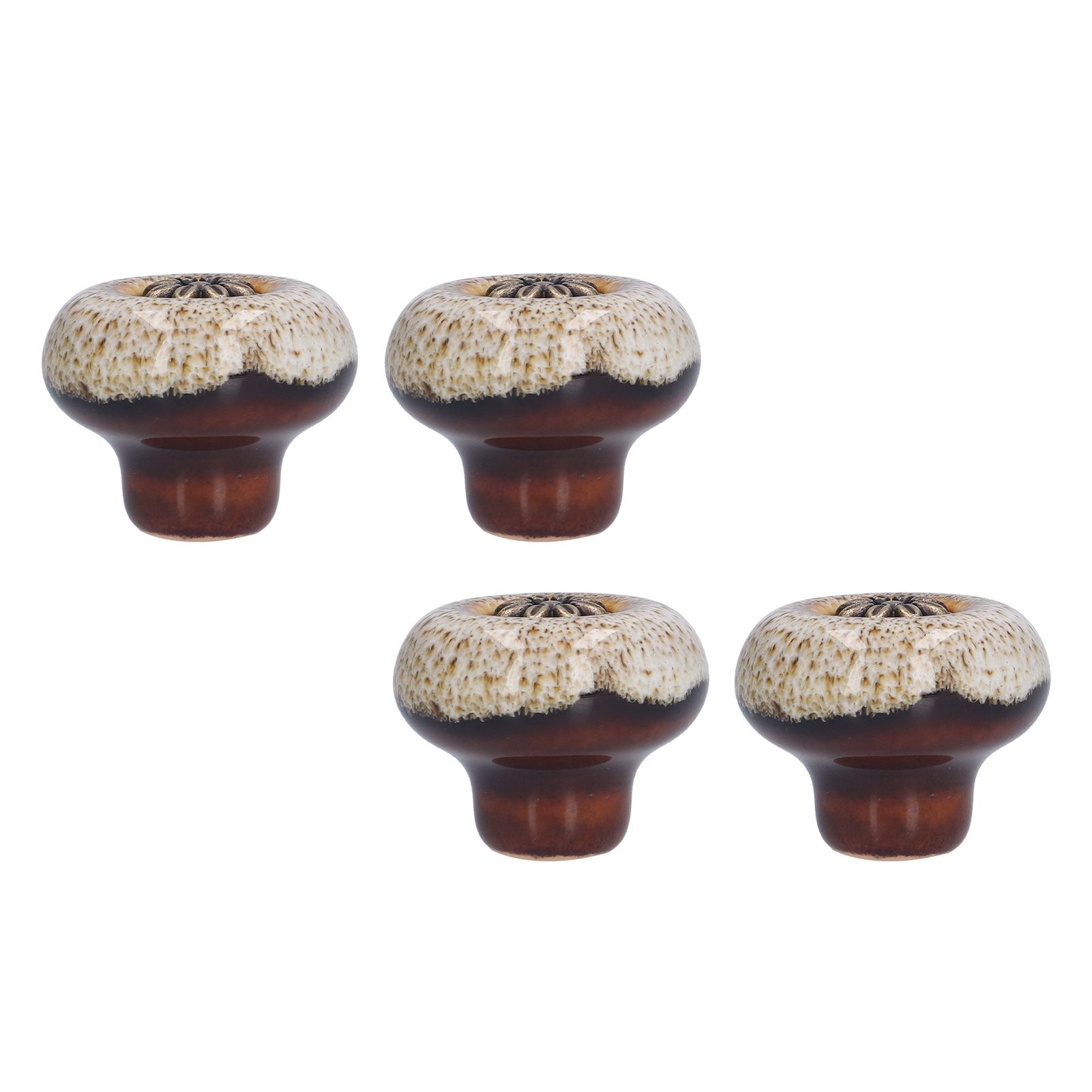 4 Set Cabinet Handle Retro Round Shaped Single Hole Door Knob for Home Bedroom Living RoomGreen Ancient Leopard Print White - Image 5