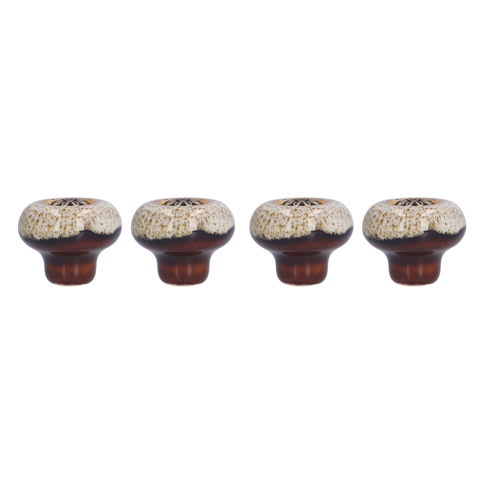 4 Set Cabinet Handle Retro Round Shaped Single Hole Door Knob for Home Bedroom Living RoomGreen Ancient Leopard Print White - Image 6