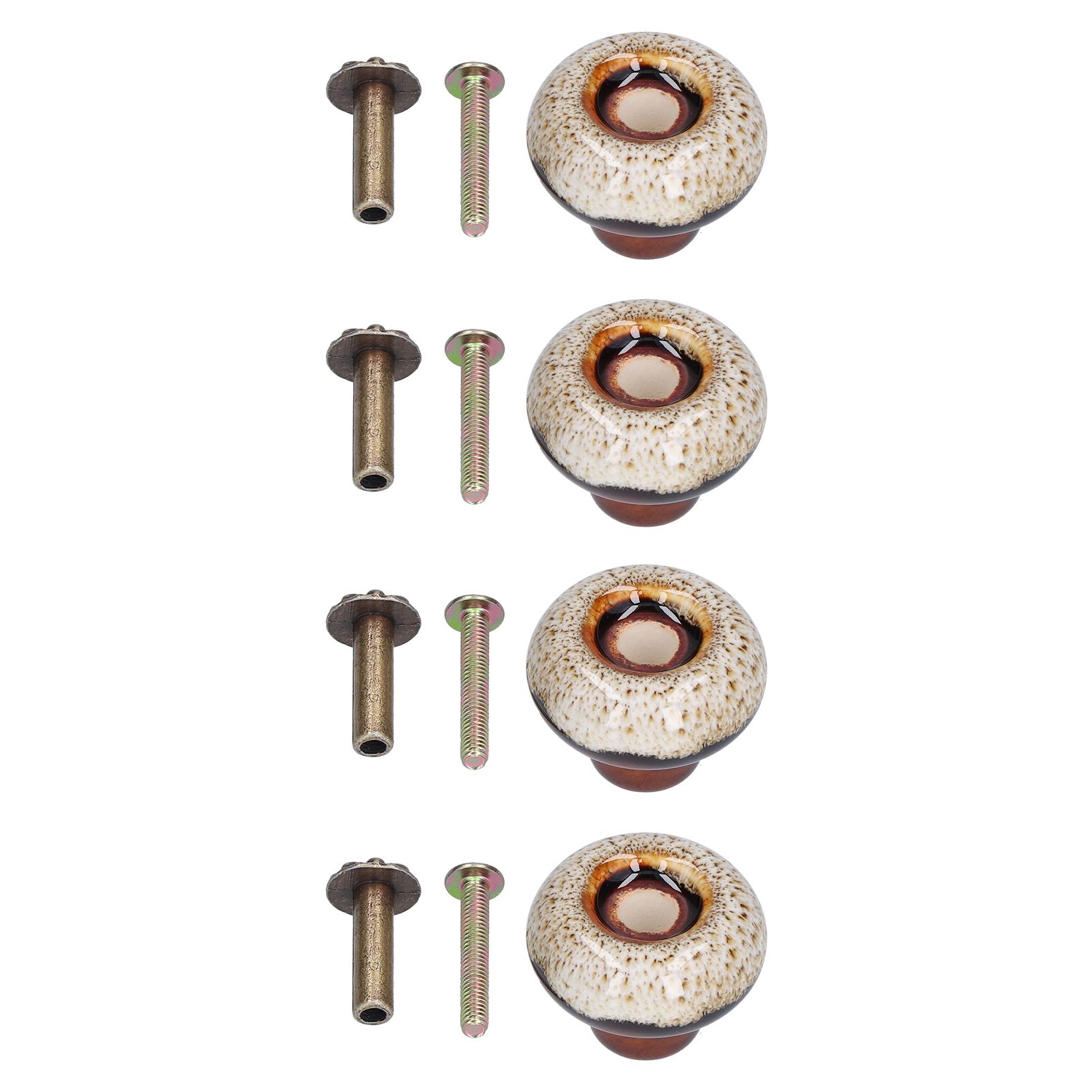 4 Set Cabinet Handle Retro Round Shaped Single Hole Door Knob for Home Bedroom Living RoomGreen Ancient Leopard Print White - Image 7