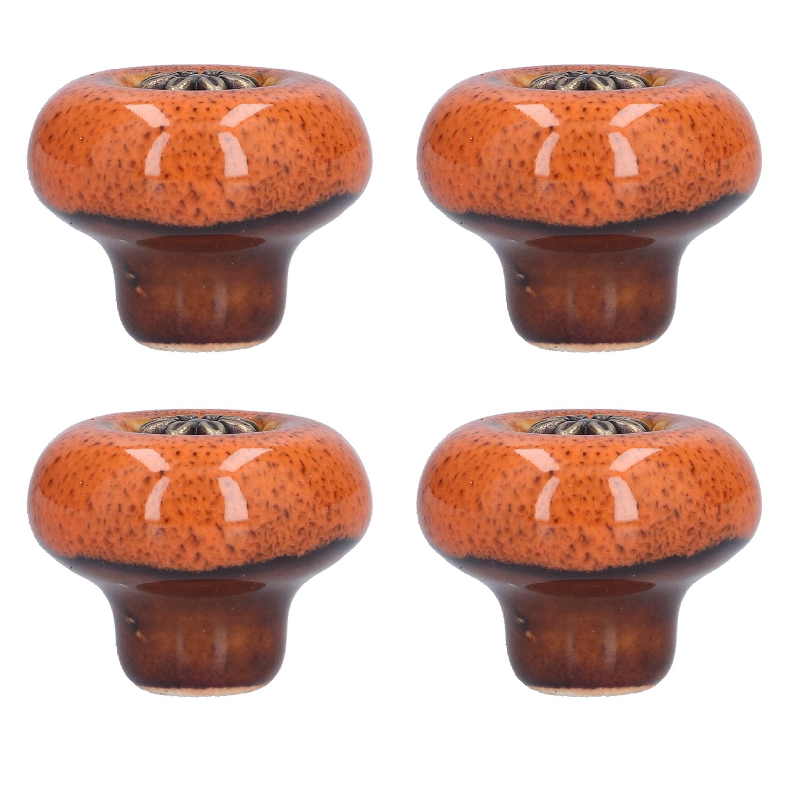 4 Set Cabinet Handle Retro Round Shaped Single Hole Door Knob for Home Bedroom Living RoomGreen Ancient Leopard Print Orange - Image 4