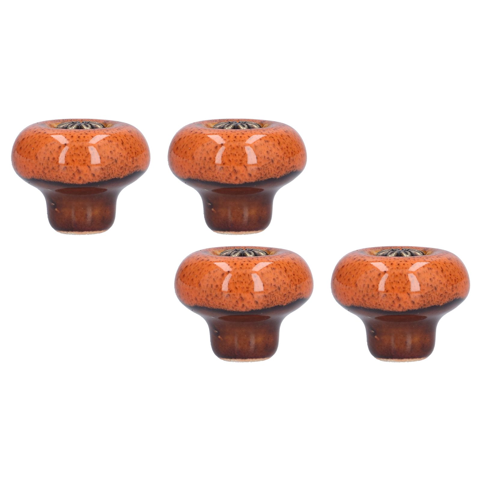 4 Set Cabinet Handle Retro Round Shaped Single Hole Door Knob for Home Bedroom Living RoomGreen Ancient Leopard Print Orange - Image 5