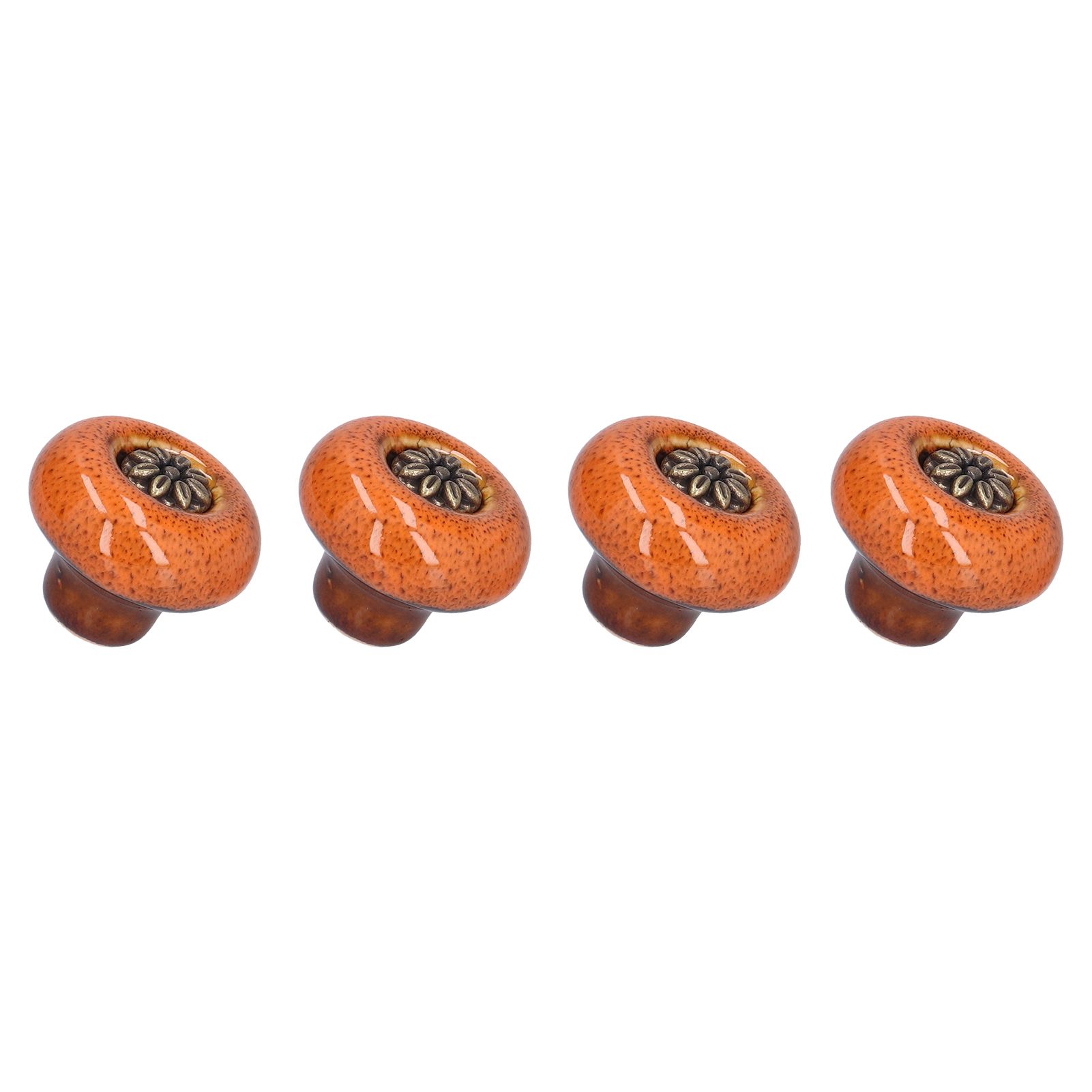 4 Set Cabinet Handle Retro Round Shaped Single Hole Door Knob for Home Bedroom Living RoomGreen Ancient Leopard Print Orange - Image 6