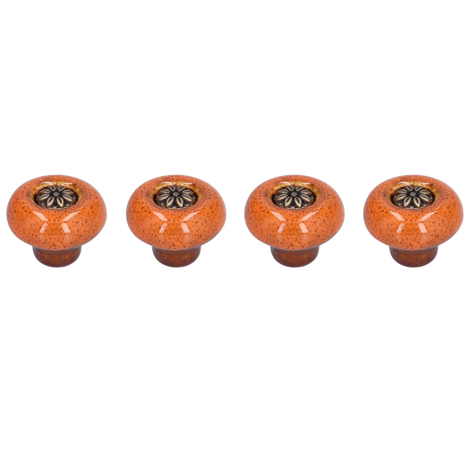 4 Set Cabinet Handle Retro Round Shaped Single Hole Door Knob for Home Bedroom Living RoomGreen Ancient Leopard Print Orange - Image 7