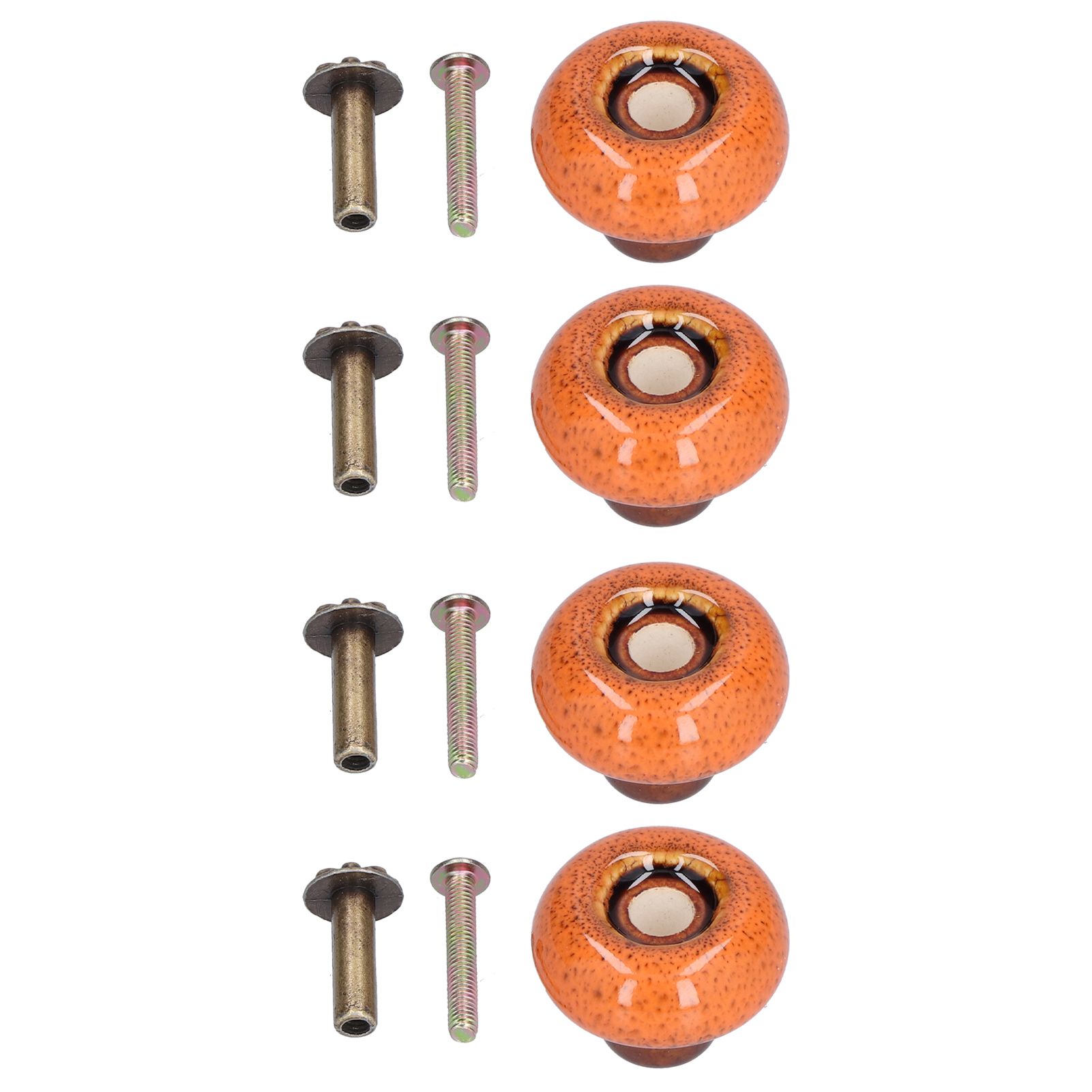 4 Set Cabinet Handle Retro Round Shaped Single Hole Door Knob for Home Bedroom Living RoomGreen Ancient Leopard Print Orange - Image 8