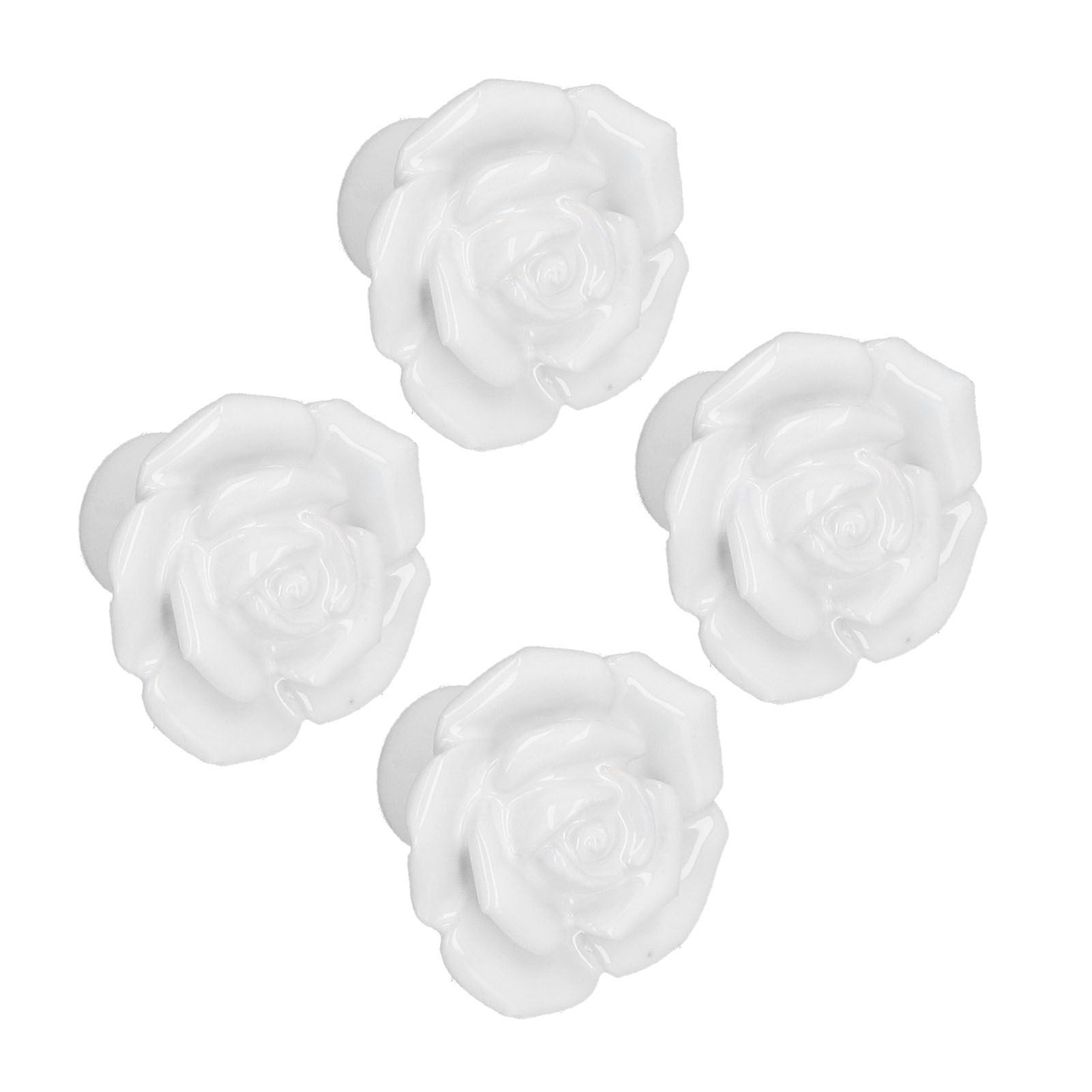 4 Set Rose Shaped Handle Modern Ceramic Cabinet Knob for Home Living Room BedroomWhite - Image 2